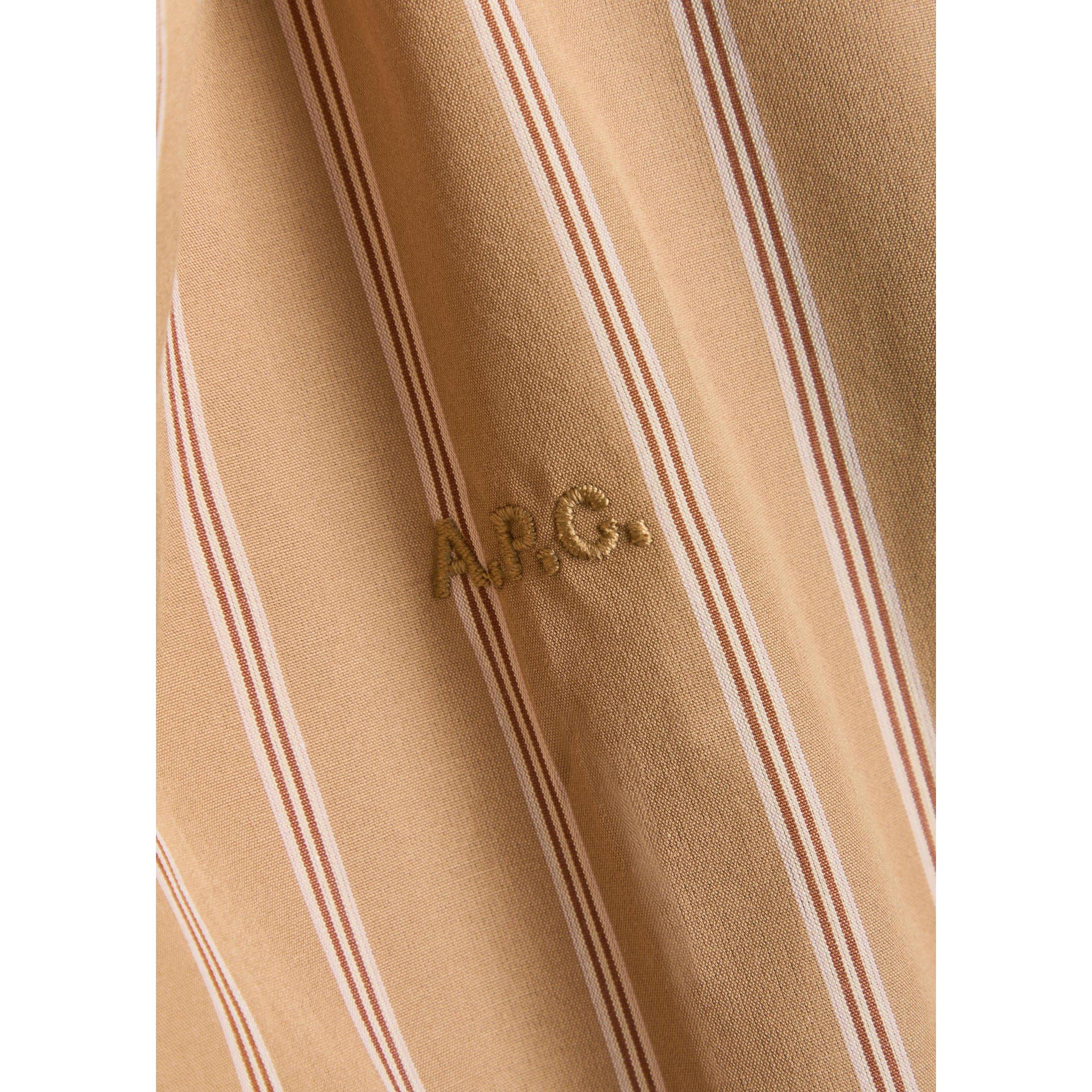 BEIGE - APC - Men's Striped Cotton Short-Sleeve Boxy-Fit Shirt - 4