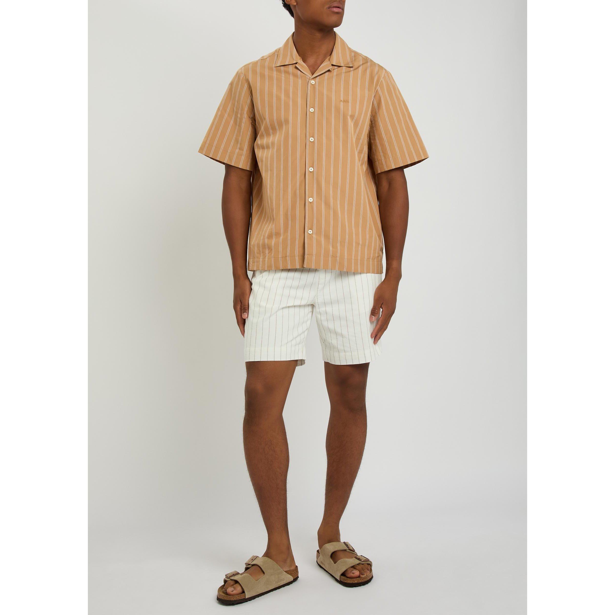 BEIGE - APC - Men's Striped Cotton Short-Sleeve Boxy-Fit Shirt - 5