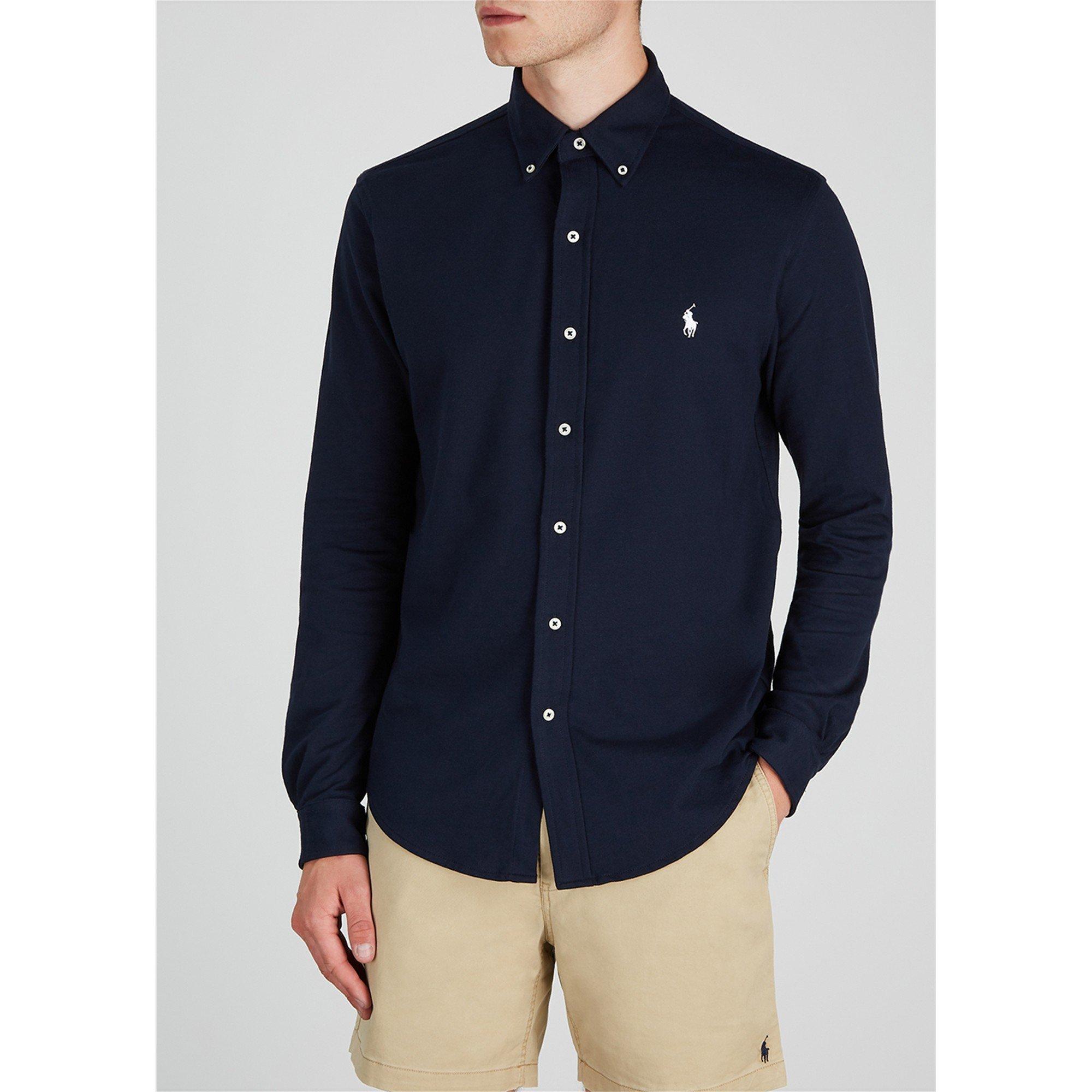 NAVY - Polo Ralph Lauren - Men's Long-Sleeve Cotton Mesh Shirt - 2