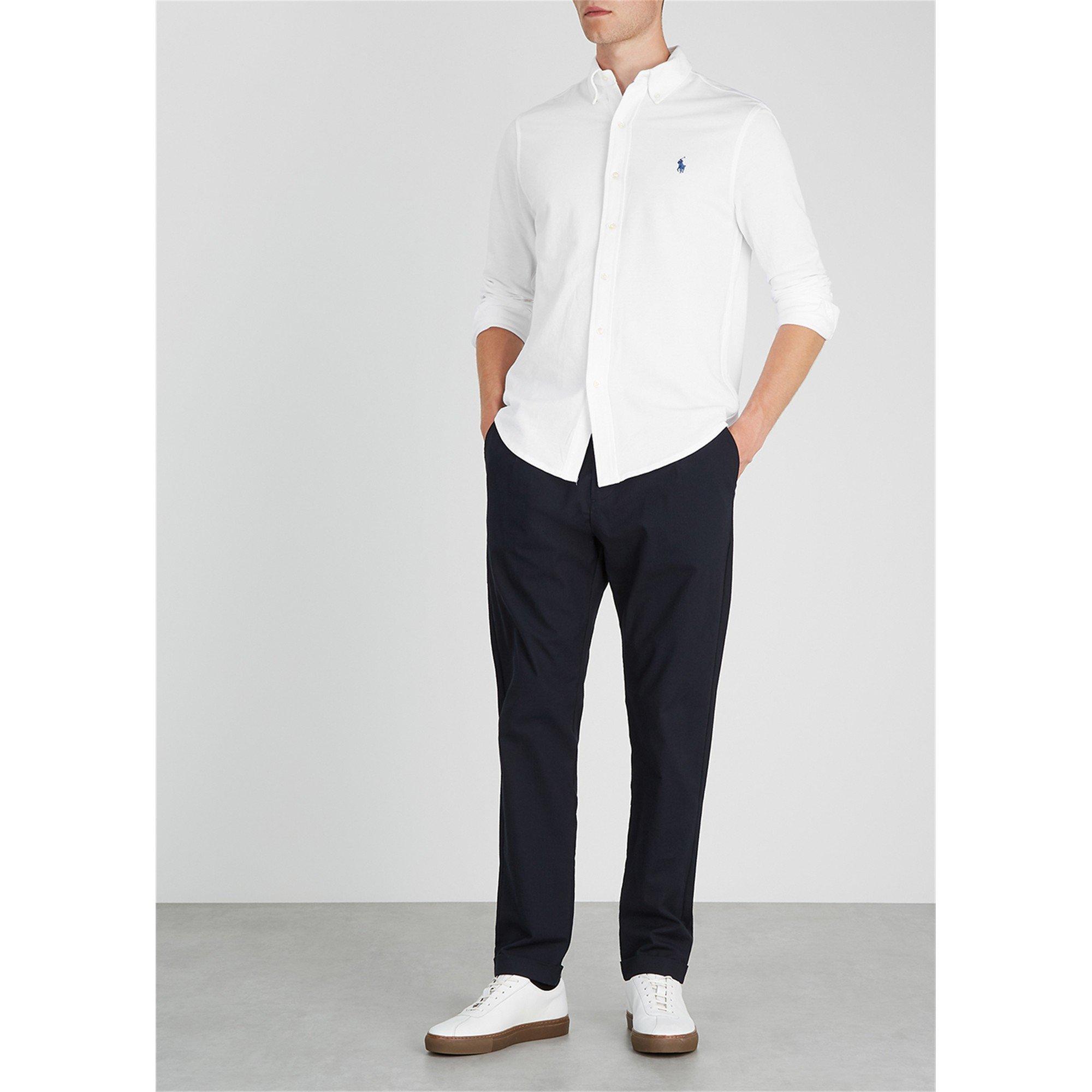 WHITE - Polo Ralph Lauren - Men's Cotton Long-Sleeve Plain Shirt - 5