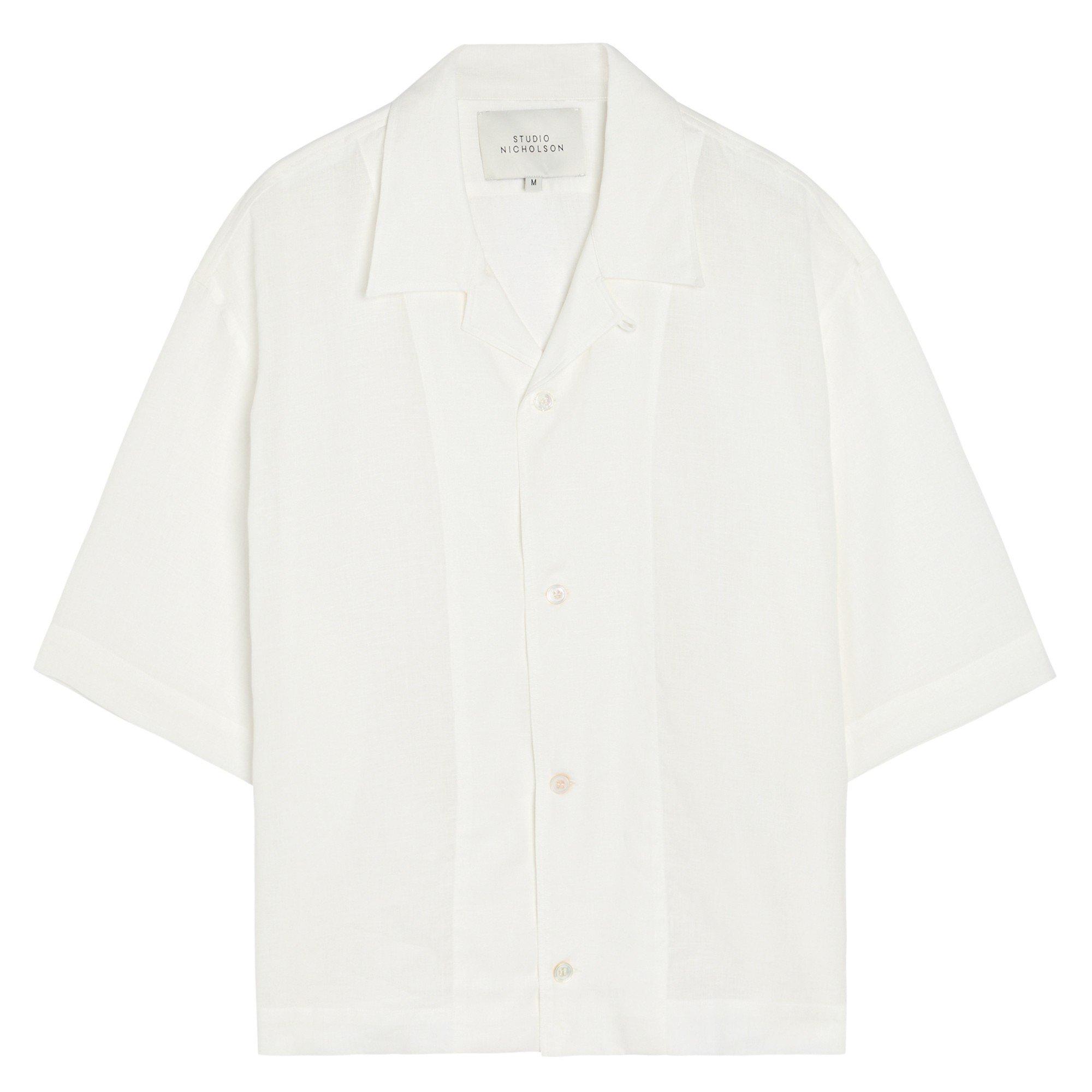 OFF WHITE - Studio Nicholson - Men's Linen Short-Sleeve Shirt - 1