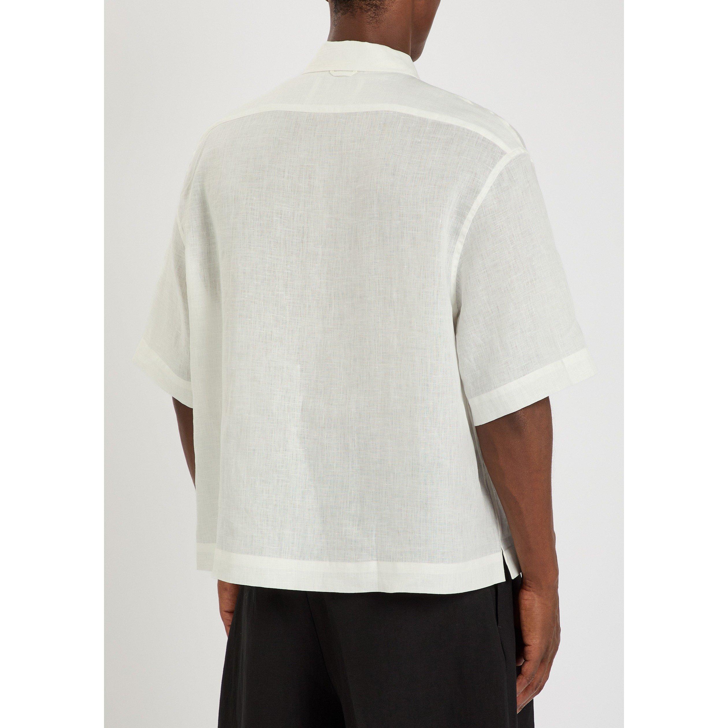 OFF WHITE - Studio Nicholson - Men's Linen Short-Sleeve Shirt - 3