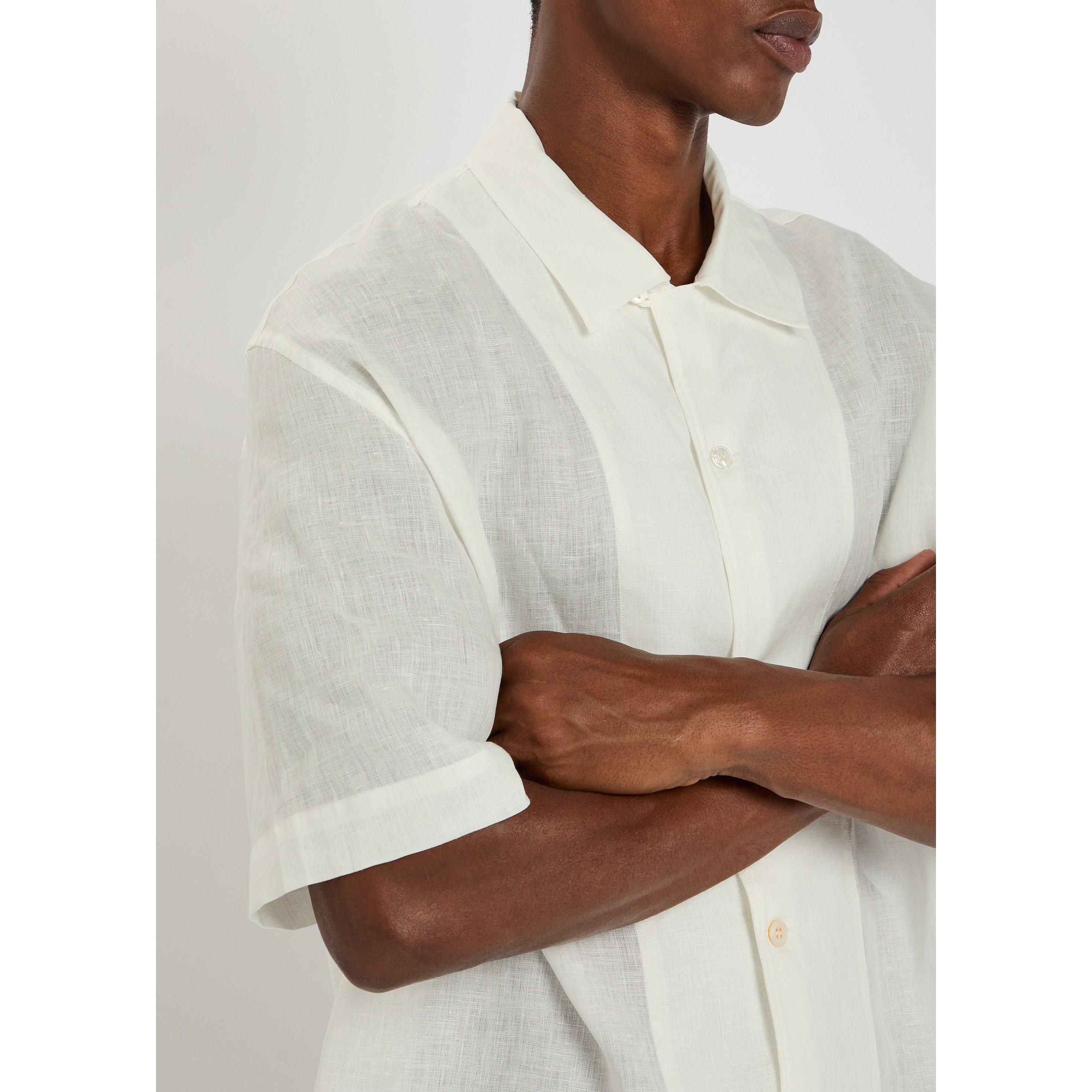OFF WHITE - Studio Nicholson - Men's Linen Short-Sleeve Shirt - 4