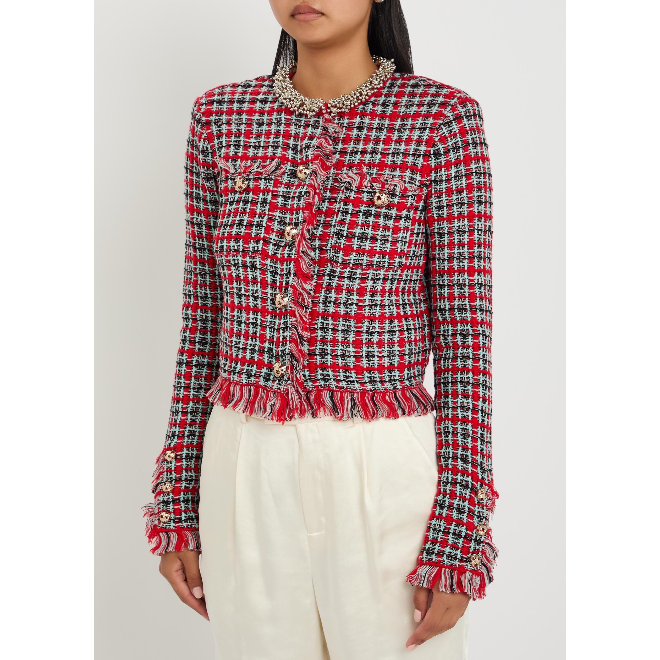 RED - Self Portrait - JKT RED CHECK KNIT JACKET - 2