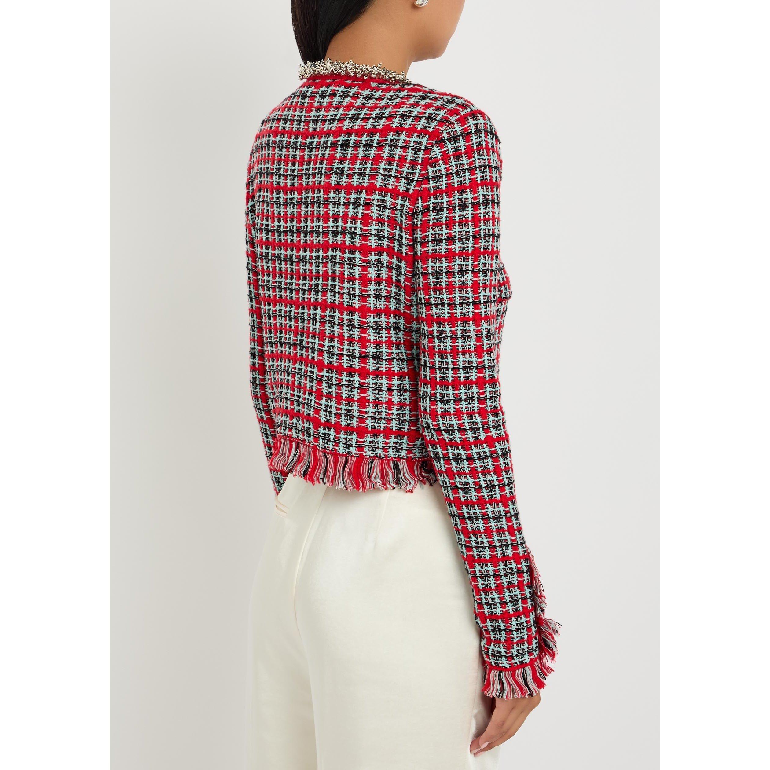 RED - Self Portrait - JKT RED CHECK KNIT JACKET - 3