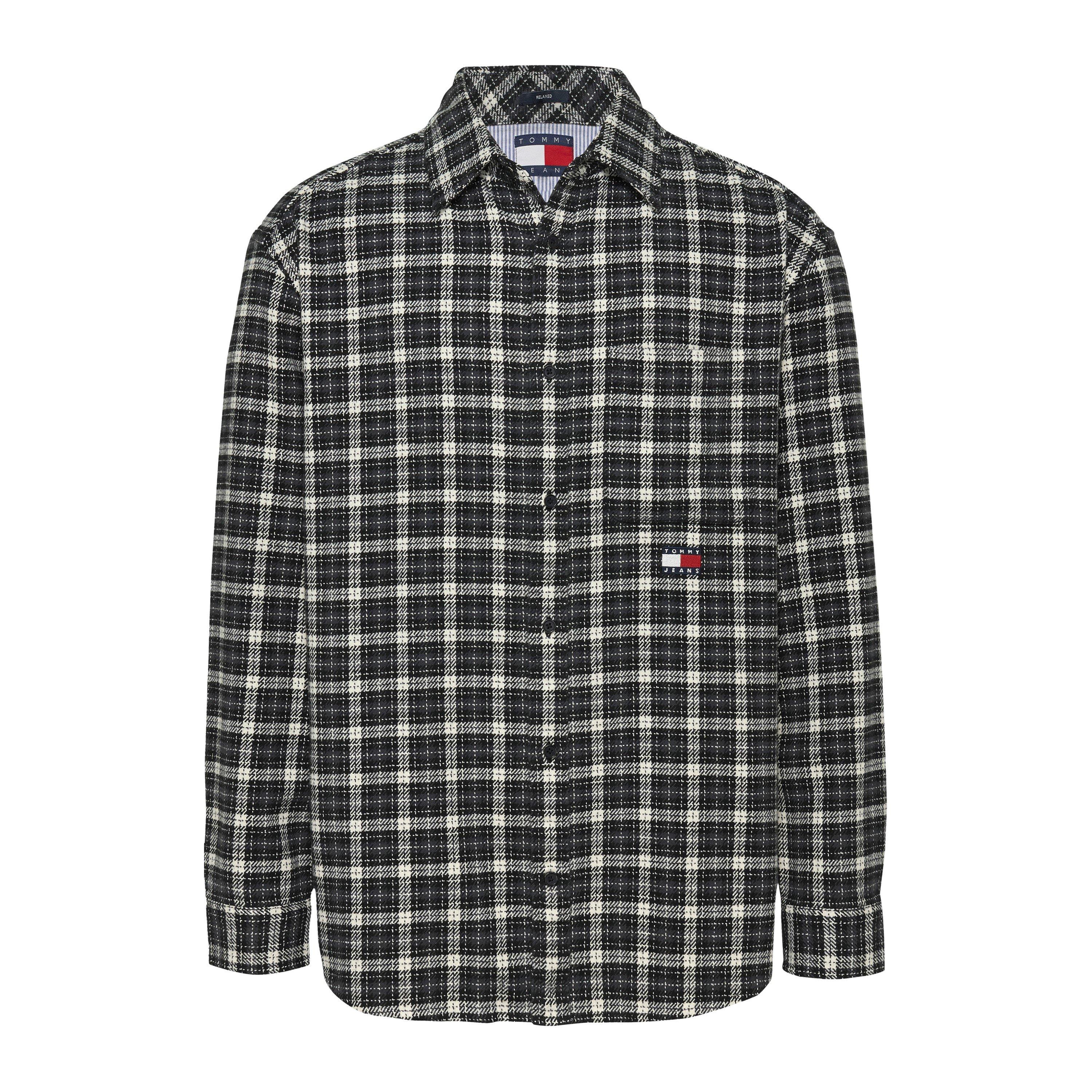 Black Check - Tommy Jeans - Men's Badge Long Sleeve Patterned Flannel Shirt - 1
