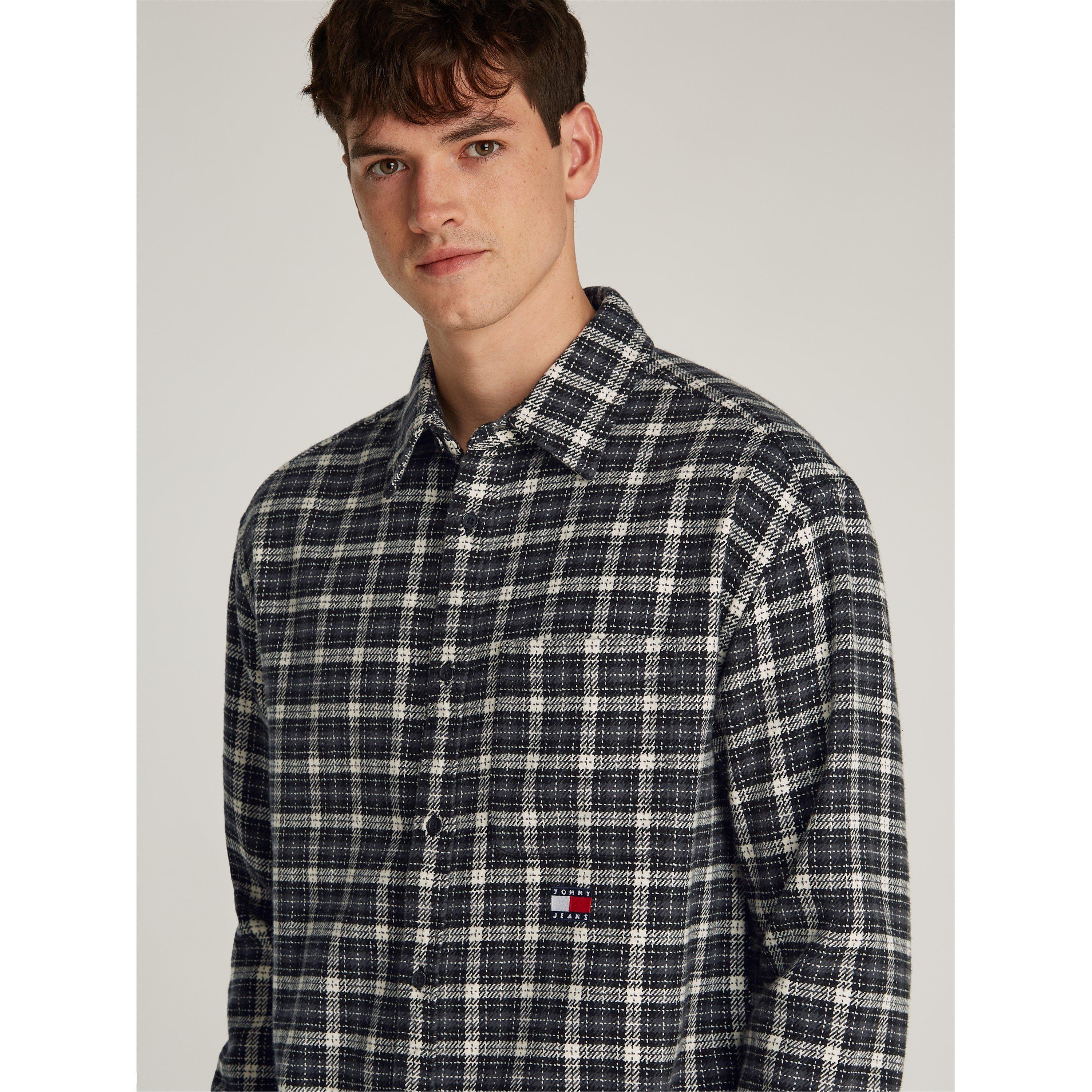 Crna karirana - Tommy Jeans - Men's Badge Flannel Long-Sleeve Patterned Shirt - 5