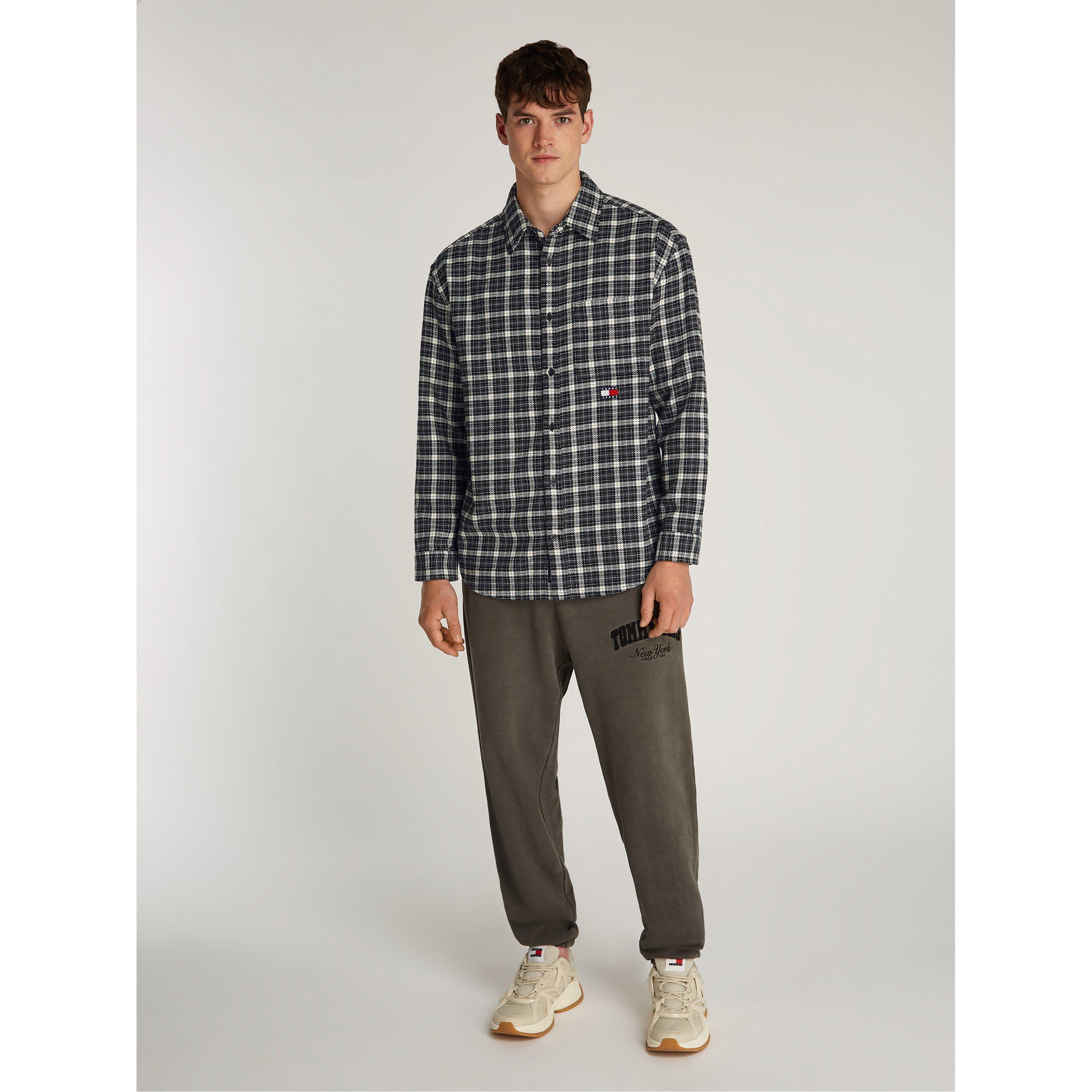 Crna karirana - Tommy Jeans - Men's Badge Flannel Long-Sleeve Patterned Shirt - 7