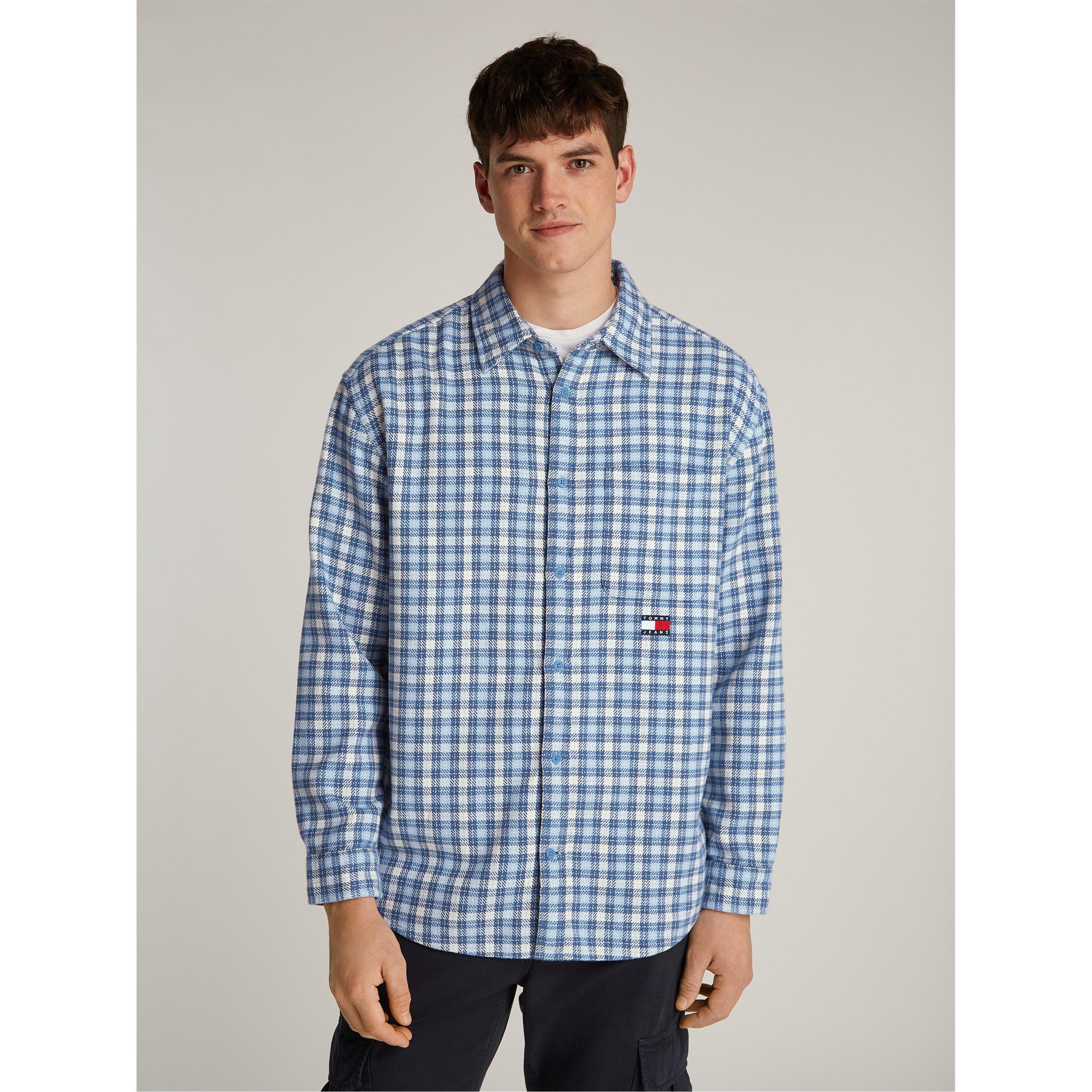 Colorado Blue - Tommy Jeans - Men's Badge Long Sleeve Patterned Flannel Shirt - 3