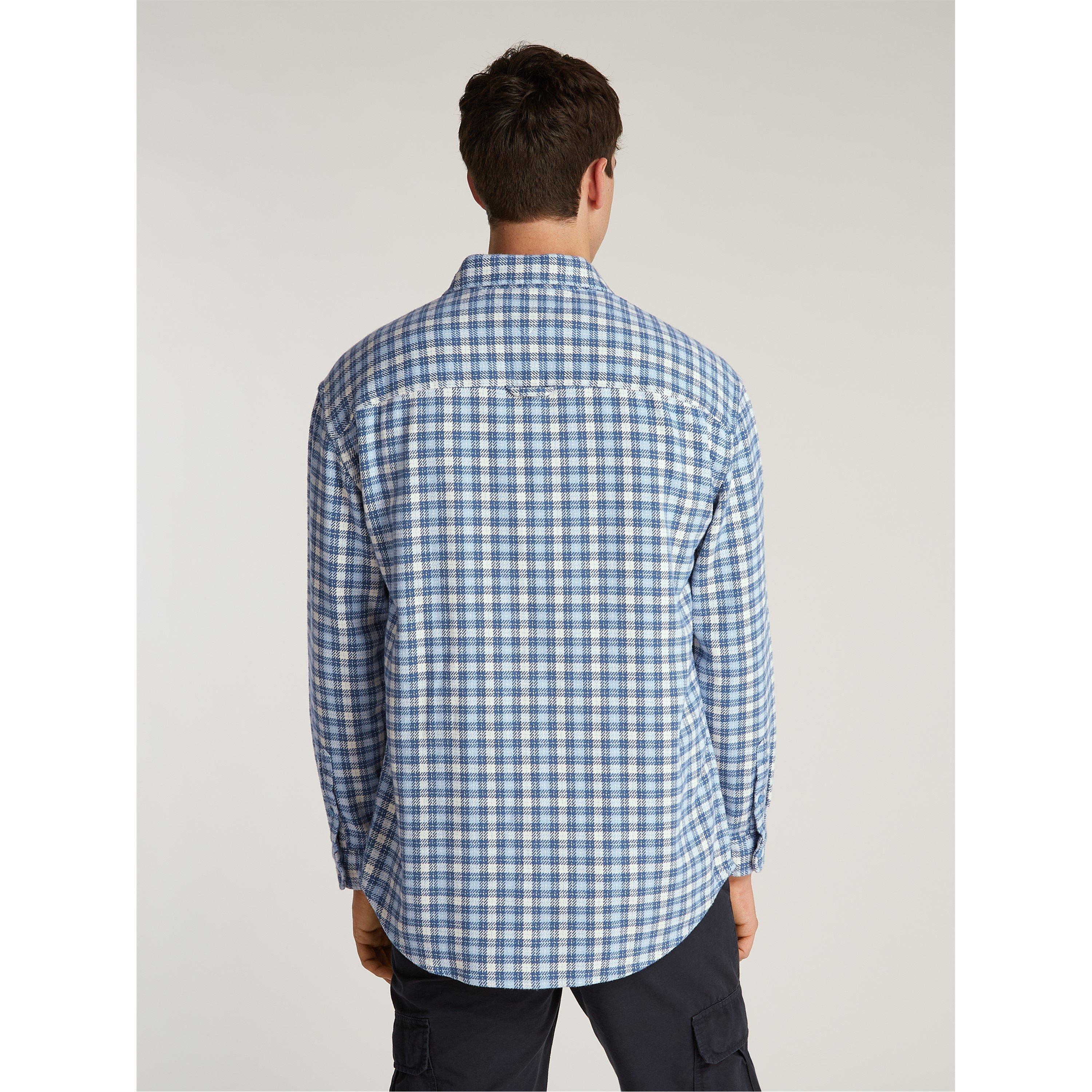 Colorado Blue - Tommy Jeans - Men's Badge Long Sleeve Patterned Flannel Shirt - 4
