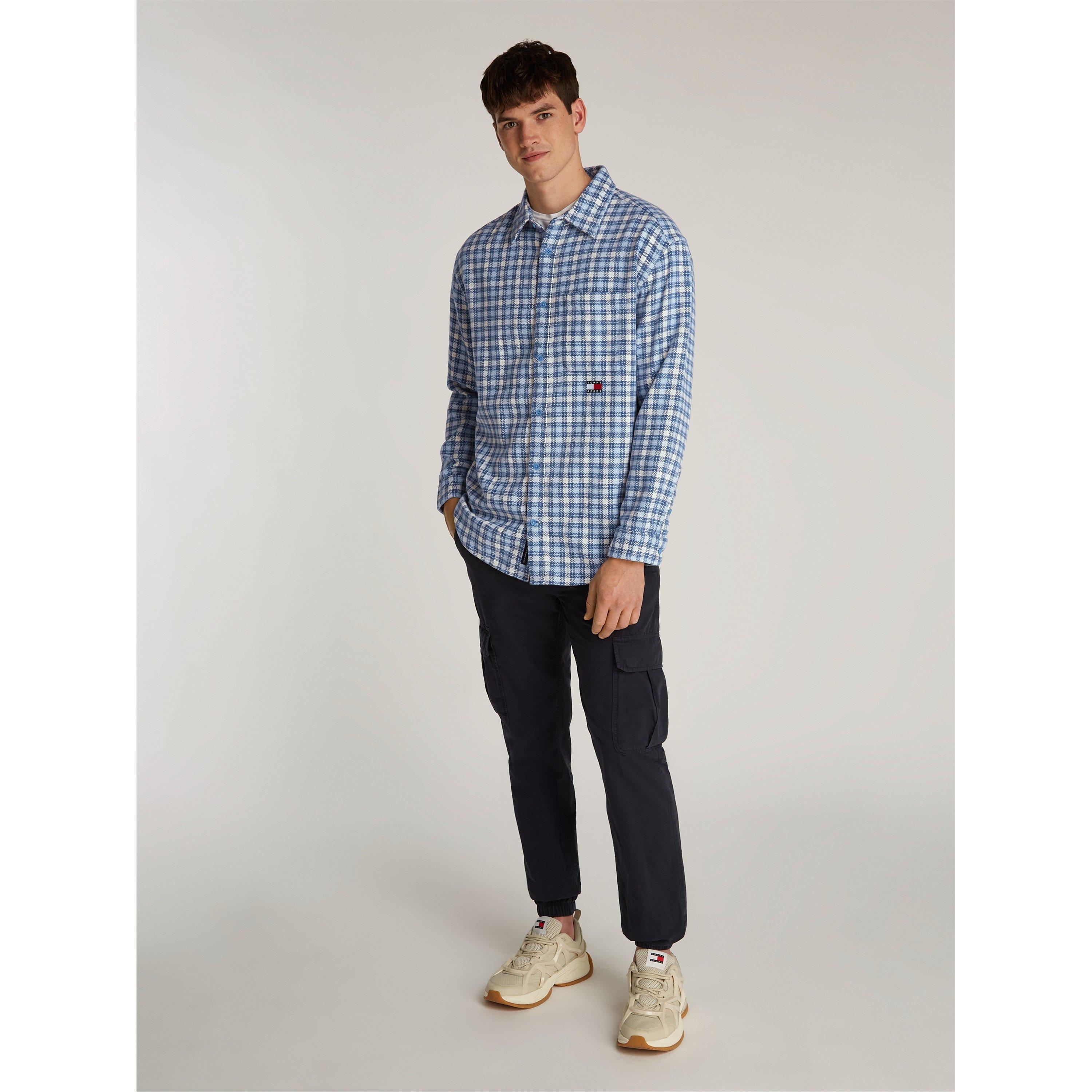 Colorado Blue - Tommy Jeans - Men's Badge Long Sleeve Patterned Flannel Shirt - 7