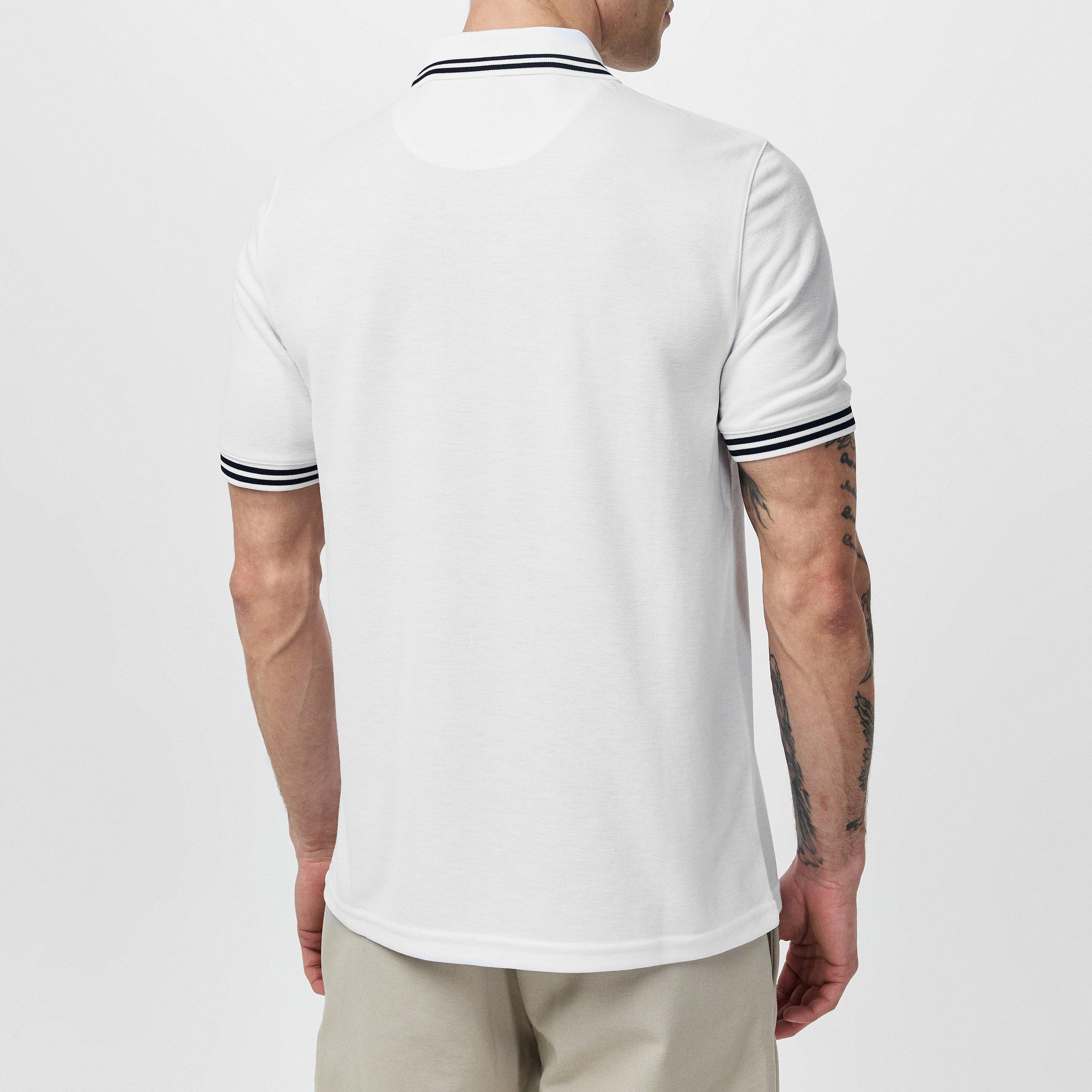 White - Ted Baker - Men's Striped Trim Short-Sleeve Polo Shirt - 4