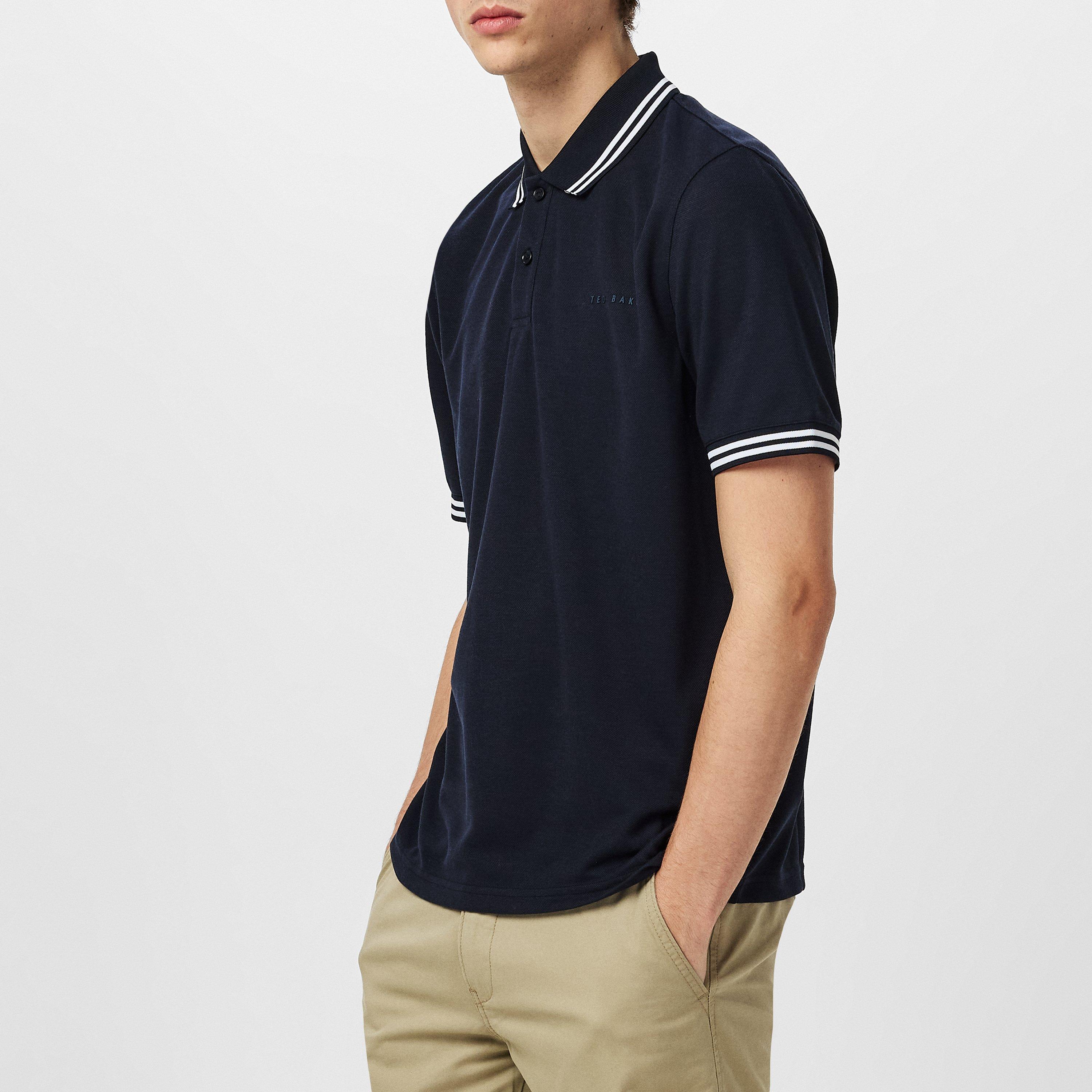 トップス ERNEST W. BAKER PIN STRIPE POLO Navy Pin Stripe Zip Co Ord Polo Shirt - S | Matalan