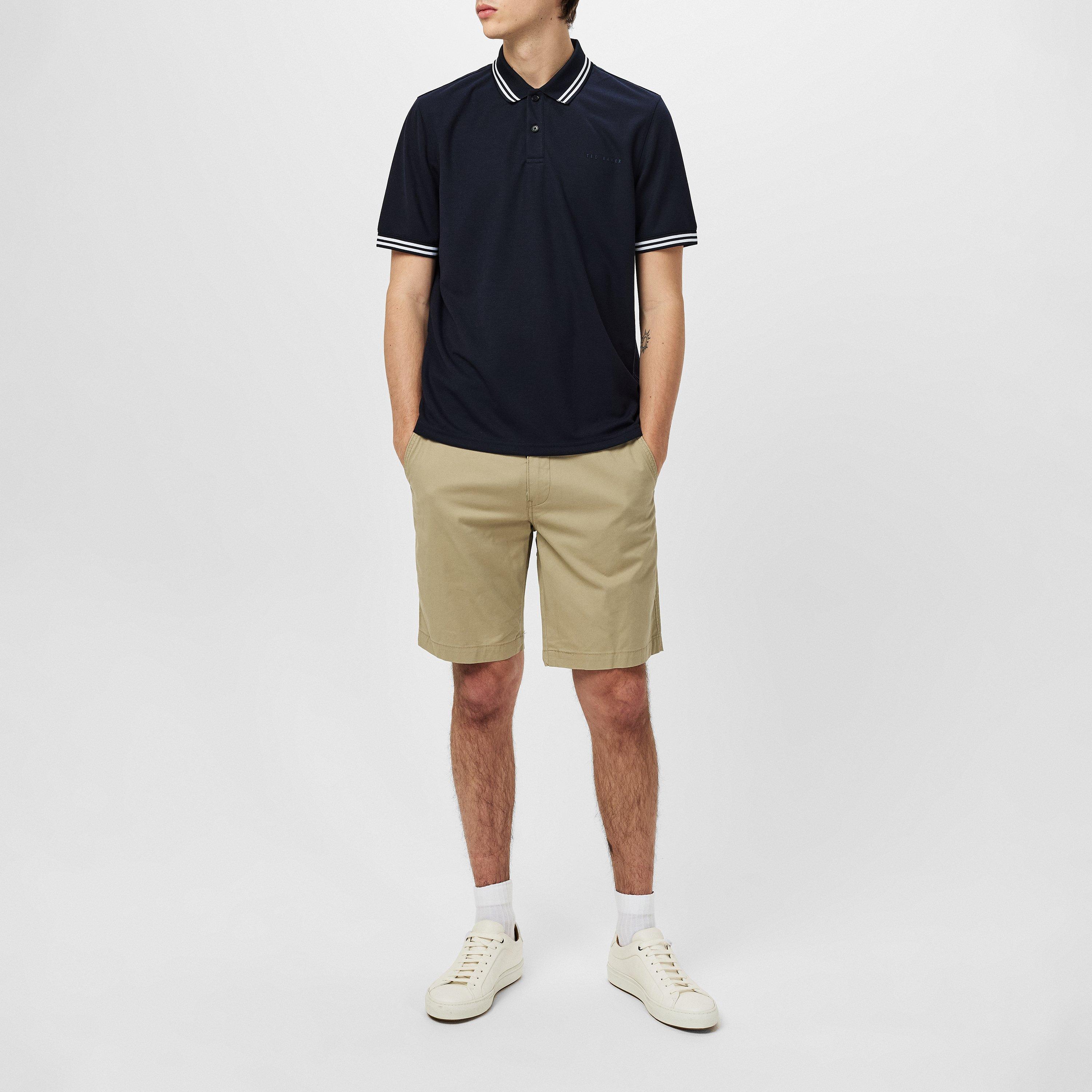 Blu navy - Ted Baker - Men's Striped Trim Short-Sleeve Polo Shirt - 6