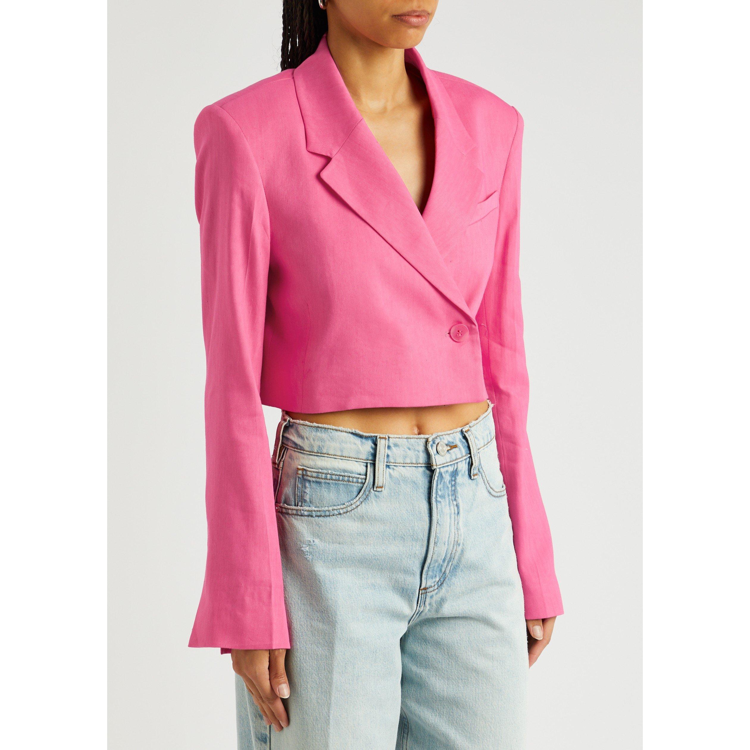 PINK - Frame Denim - CROPPED STRONG SHOULDER BLAZER - 2