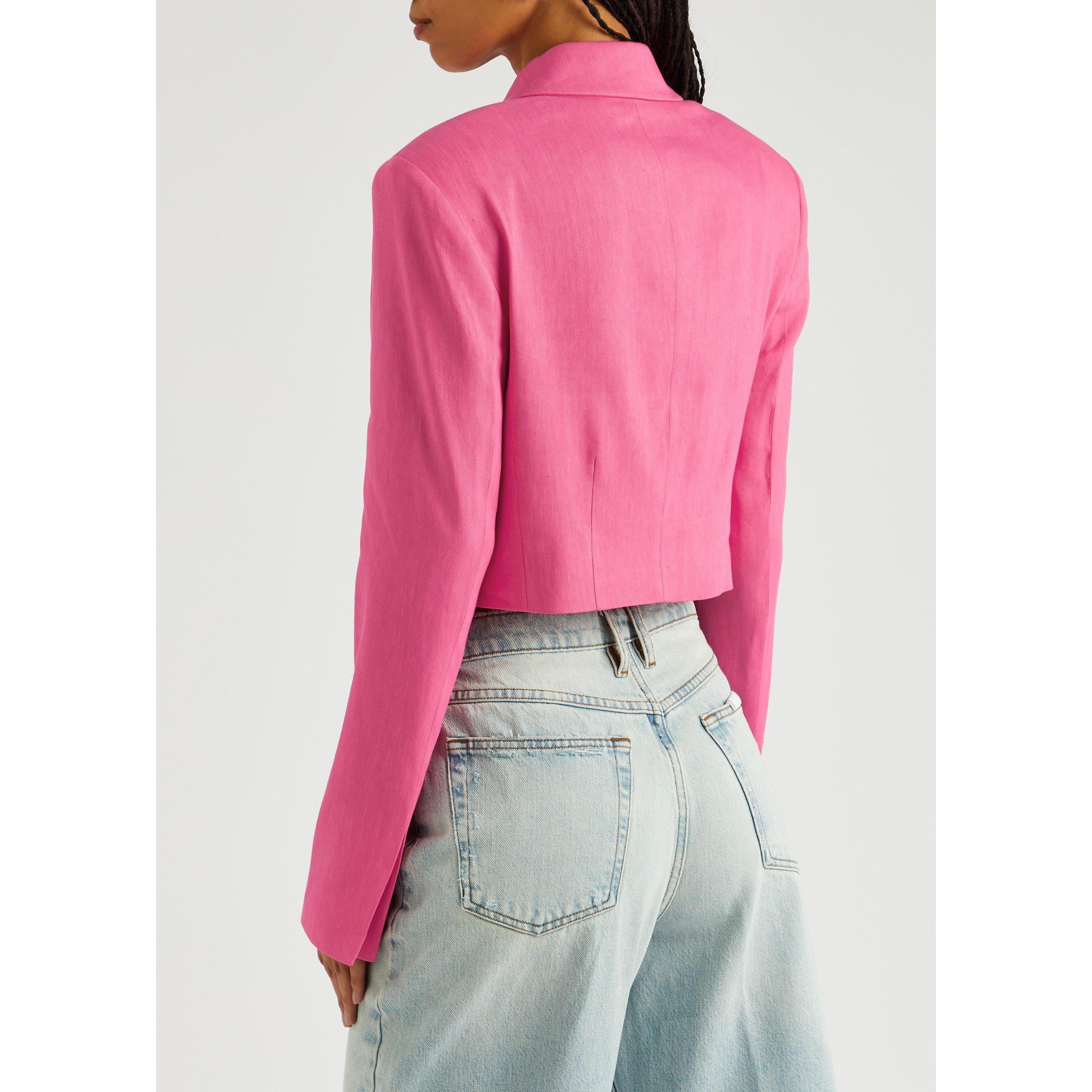 PINK - Frame Denim - CROPPED STRONG SHOULDER BLAZER - 3