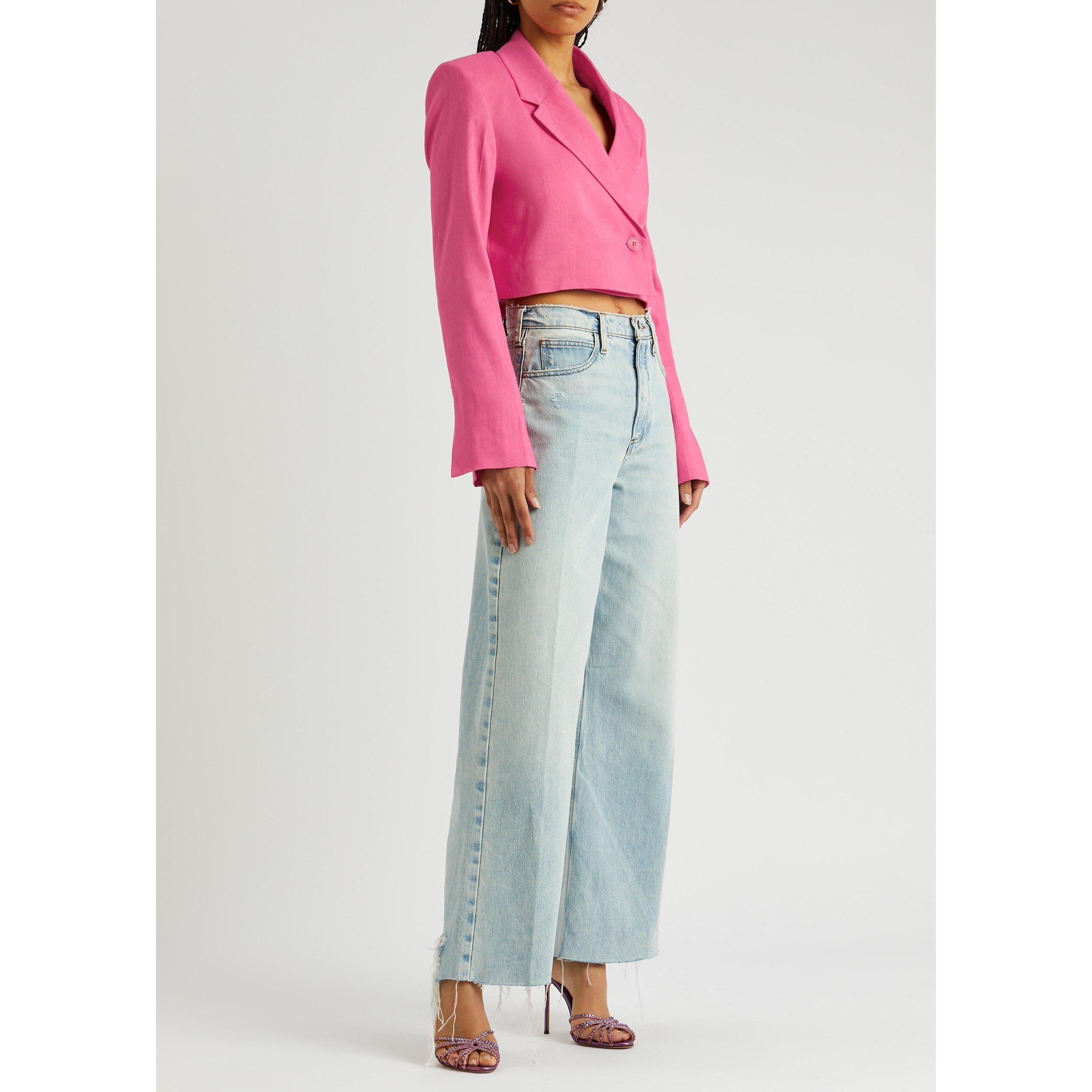 PINK - Frame Denim - CROPPED STRONG SHOULDER BLAZER - 5