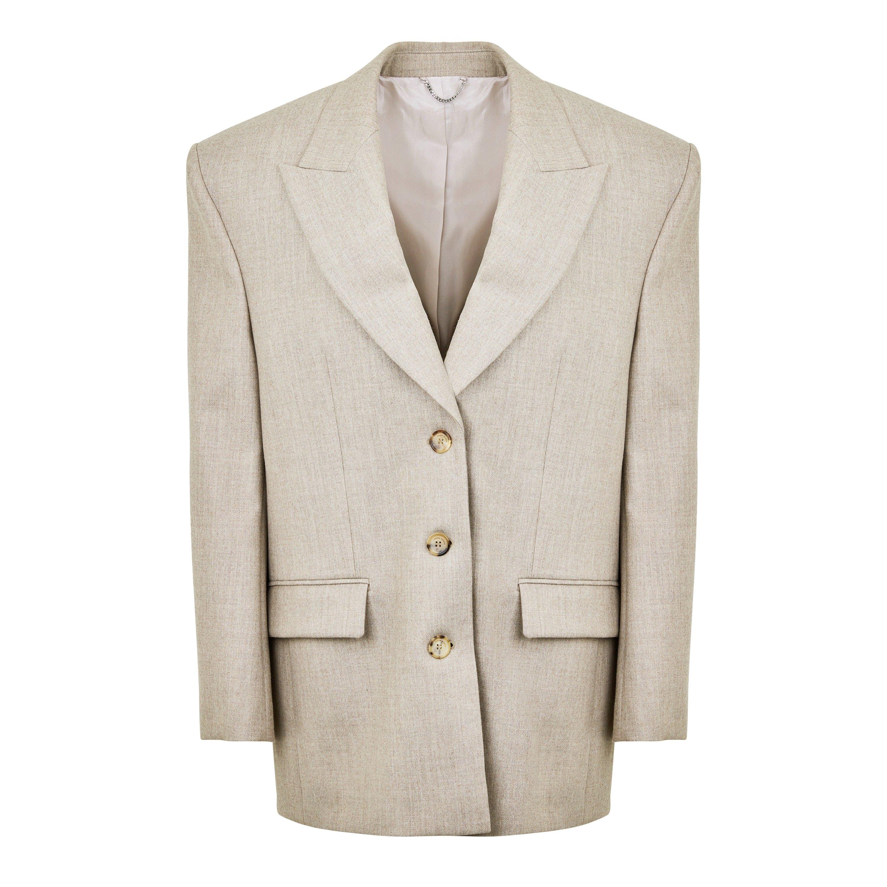 Taupe - Magda Butrym - Women's Classic Cashmere Long Sleeve Oversized Blazer - 5