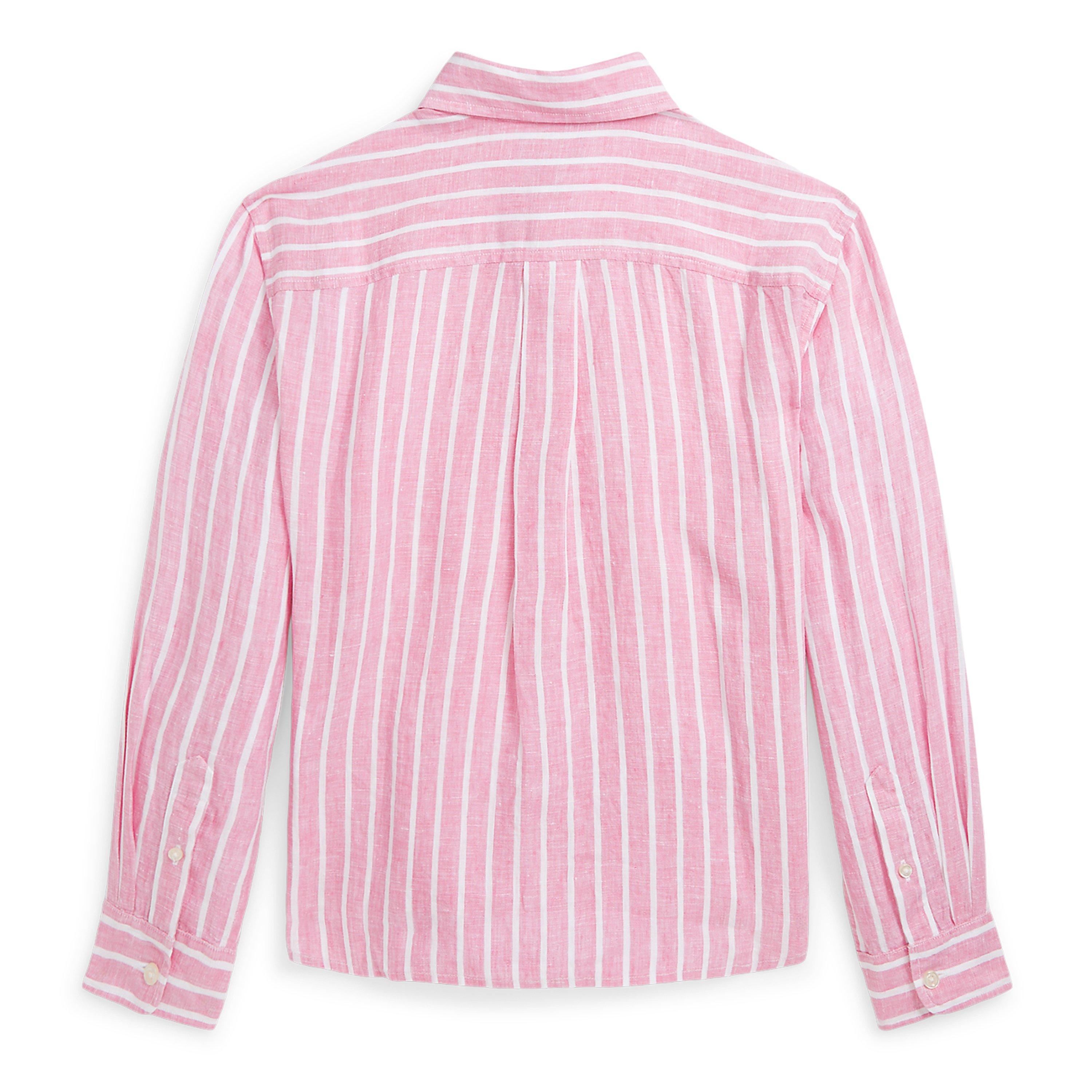 Pink White - Polo Ralph Lauren - Custom Fit Striped Oxford Shirt Juniors - 2