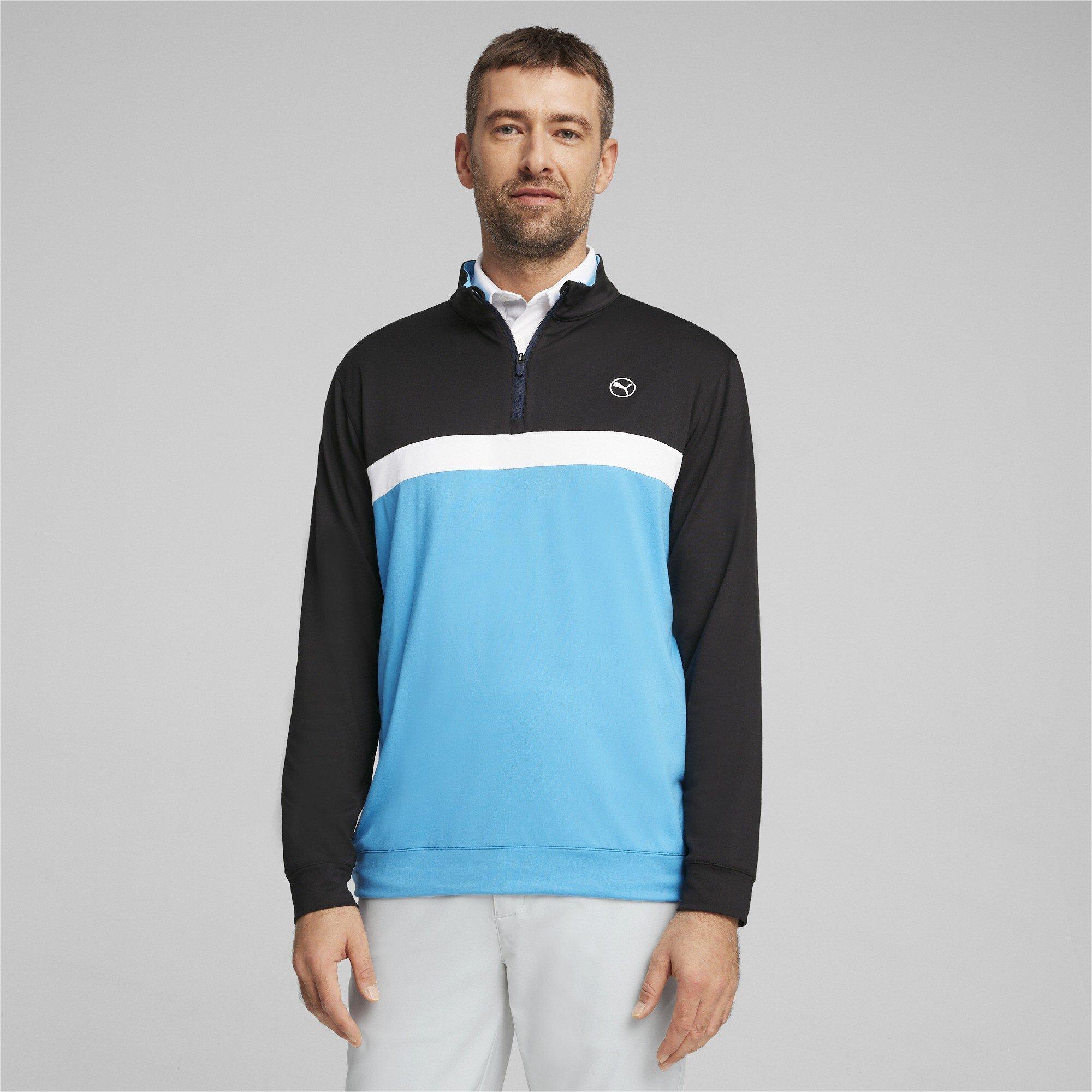 Zwart-Aqua Blauw - Puma - Pure Colour Block Golf Quarter Zip Mens - 2