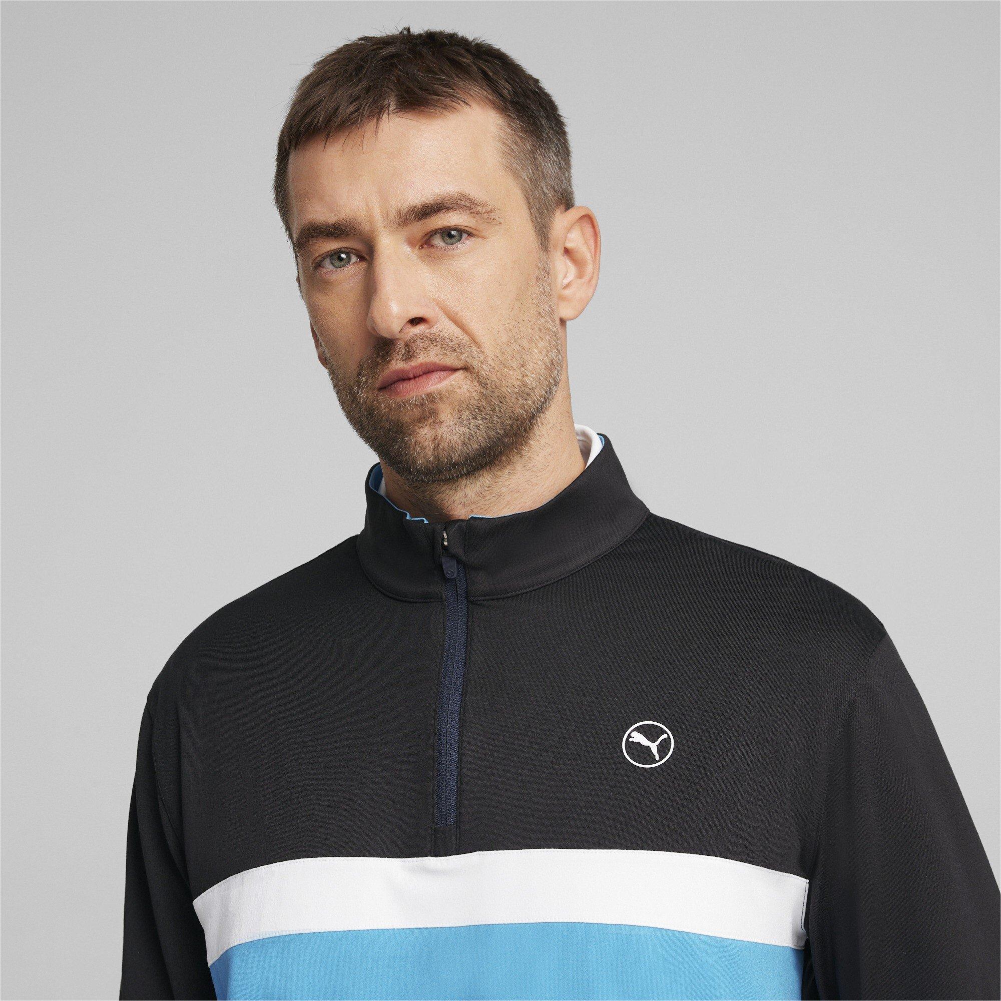 Zwart-Aqua Blauw - Puma - Pure Colour Block Golf Quarter Zip Mens - 3