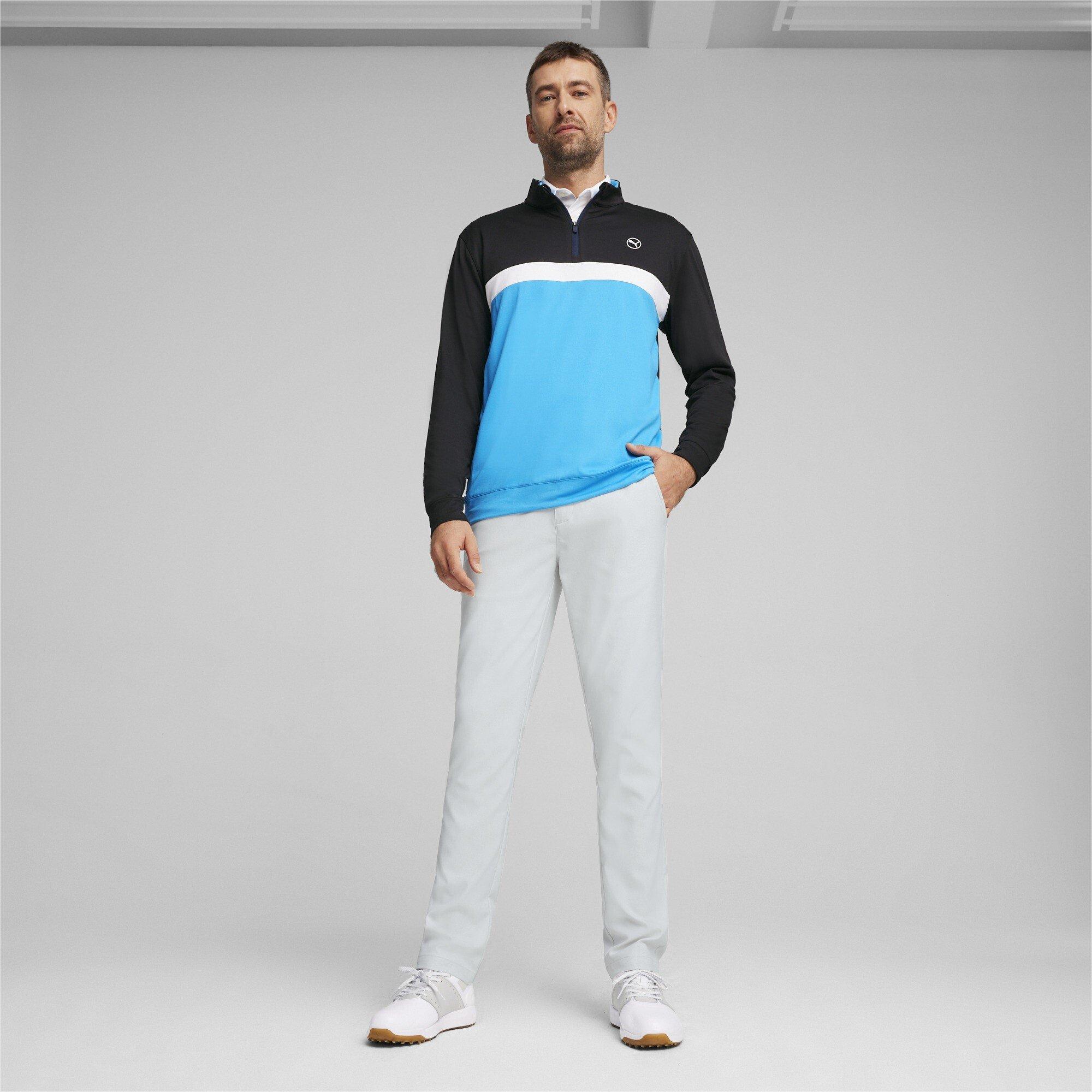Zwart-Aqua Blauw - Puma - Pure Colour Block Golf Quarter Zip Mens - 5
