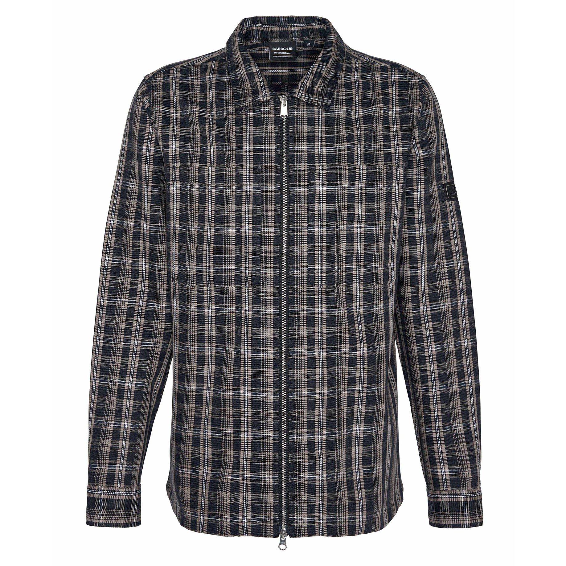 Charcoal CH91 - Barbour International - Men's Phoenix Checked Two-Way Zip Overshirt - 6