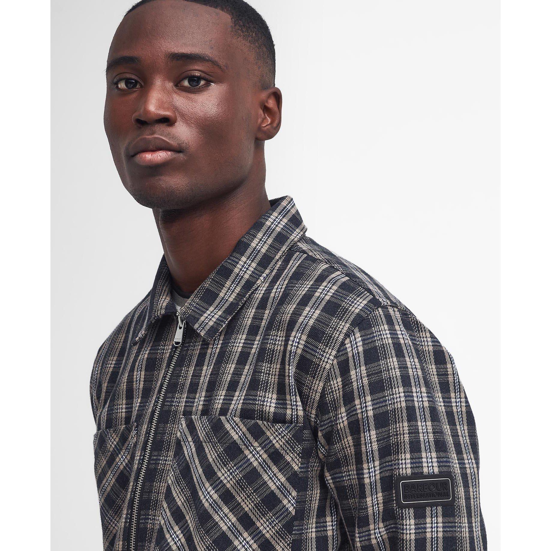 Charcoal CH91 - Barbour International - Men's Phoenix Checked Two-Way Zip Overshirt - 4