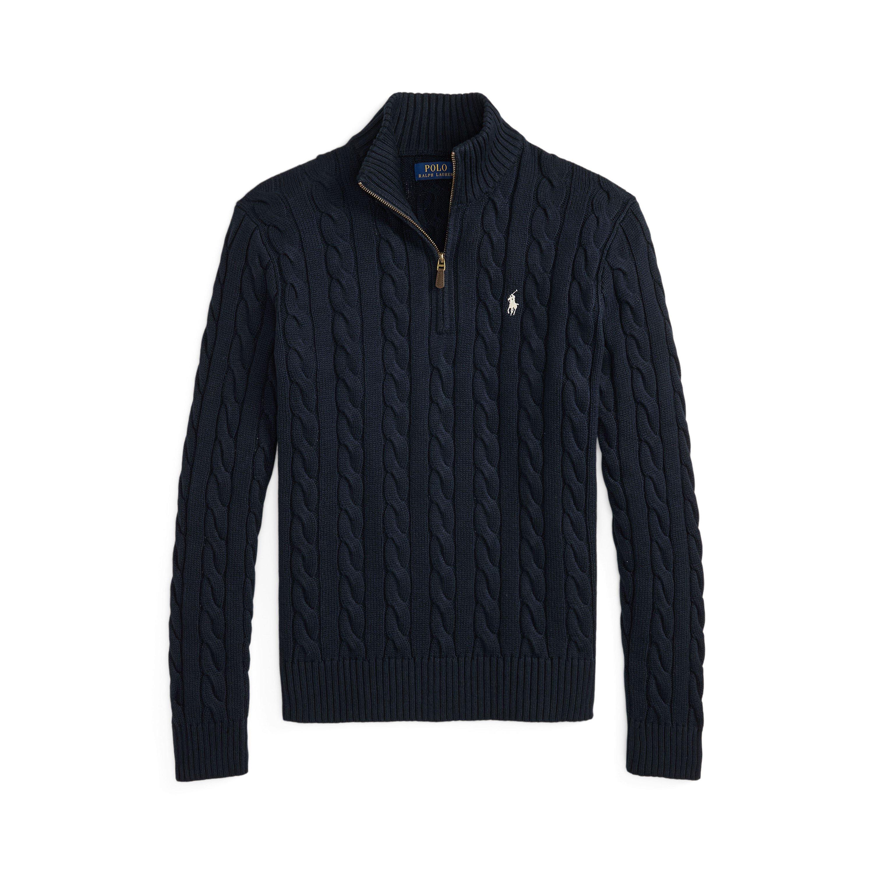 POLO RALPH LAUREN ネイビー　ニット Polo Ralph Lauren | Cable Quarter Zip Knit Jumper | HARVEY NICHOLS