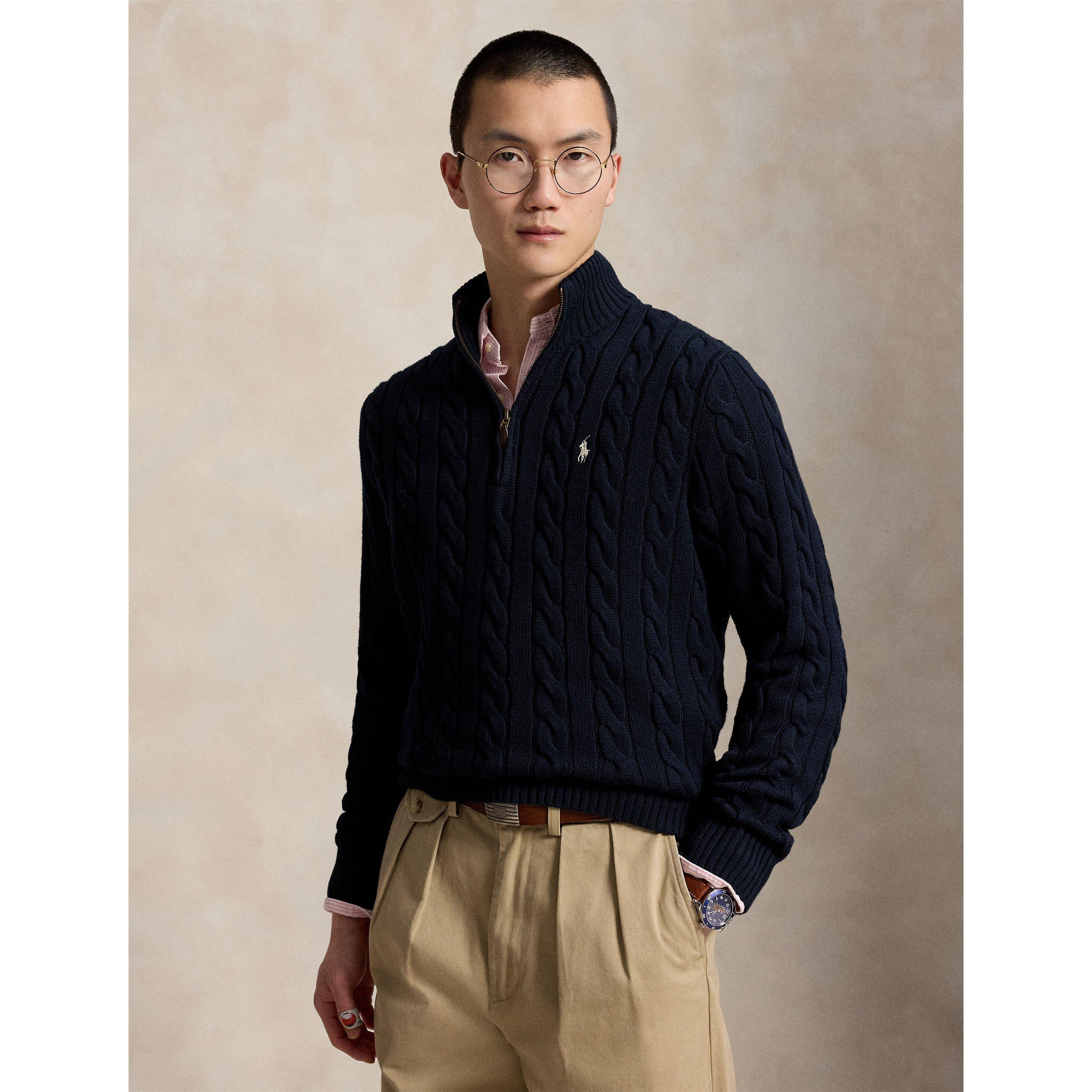 Hunter Navy - Polo Ralph Lauren - Cable Quarter Zip Knit Jumper - 2