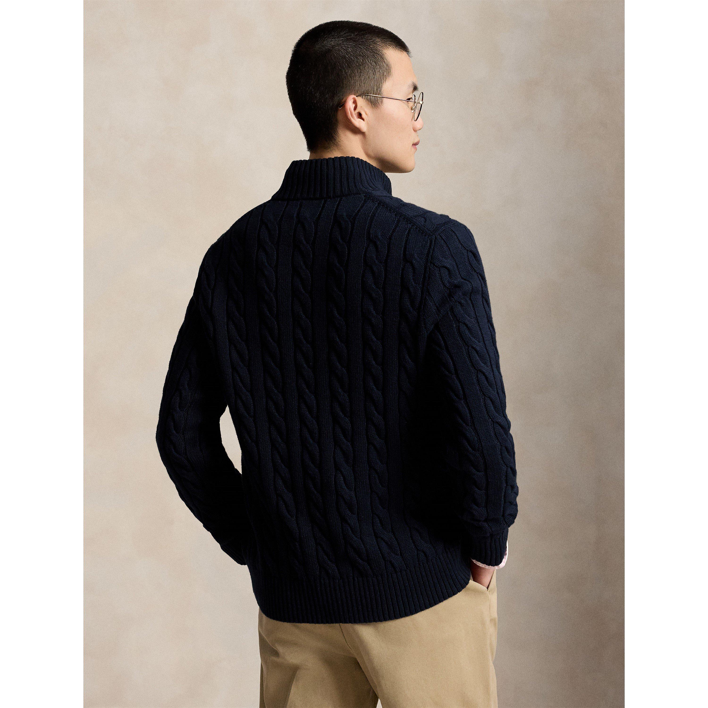 Hunter Navy - Polo Ralph Lauren - Cable Quarter Zip Knit Jumper - 3