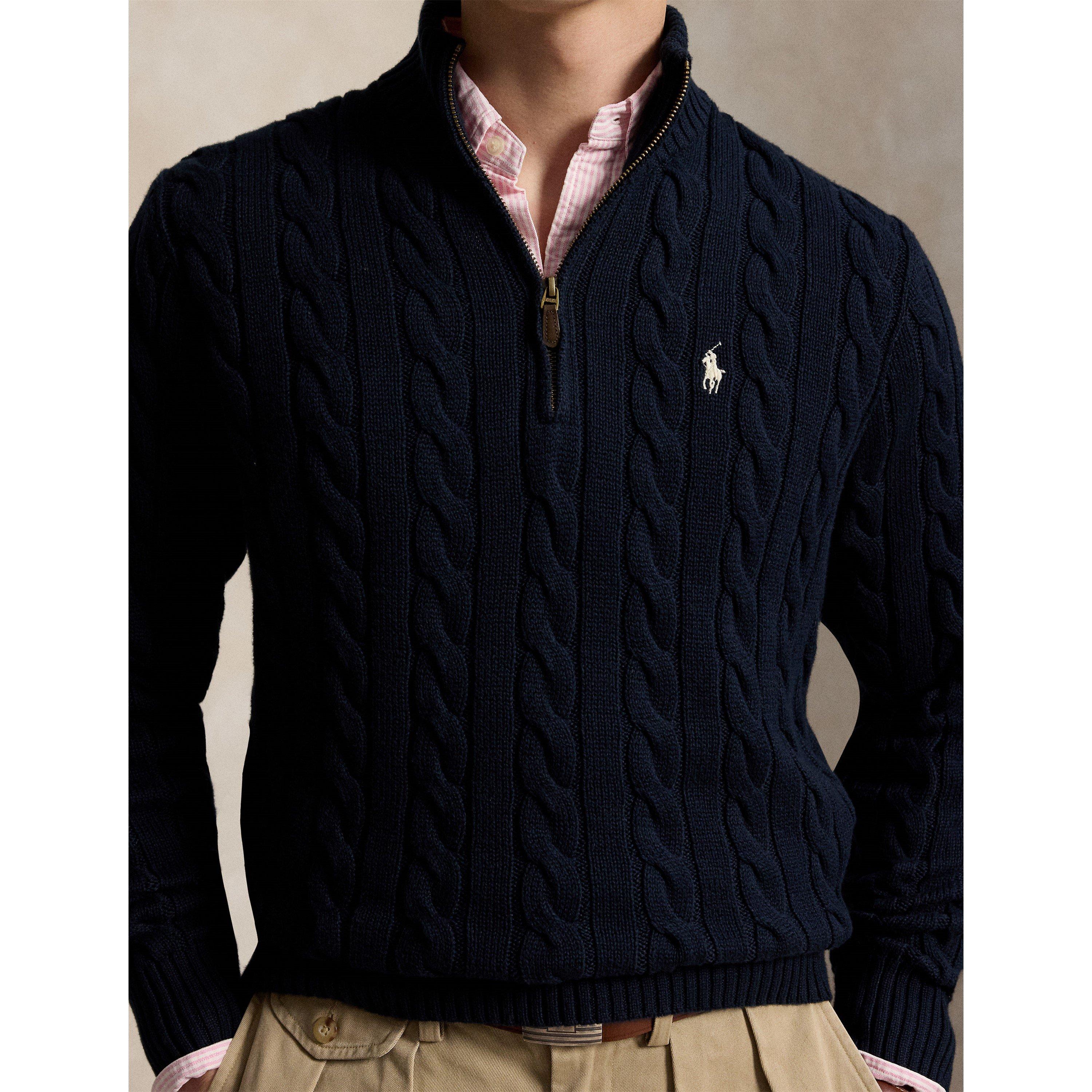 Hunter Navy - Polo Ralph Lauren - Cable Quarter Zip Knit Jumper - 4