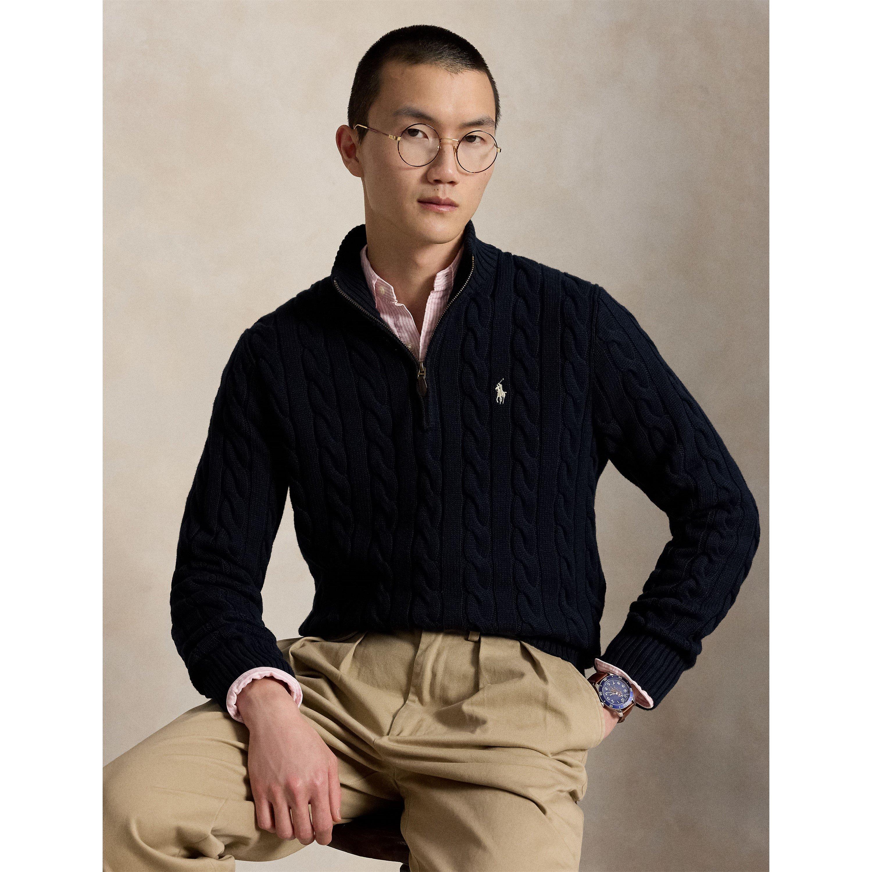 Hunter Navy - Polo Ralph Lauren - Cable Quarter Zip Knit Jumper - 5