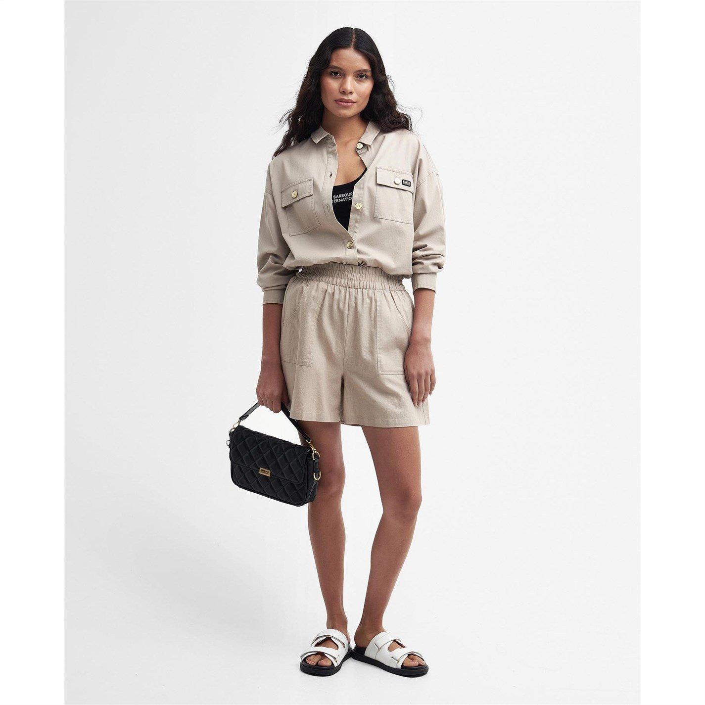 Oat - Barbour International - Women's Morgan Cotton Button-Down Overshirt - 4