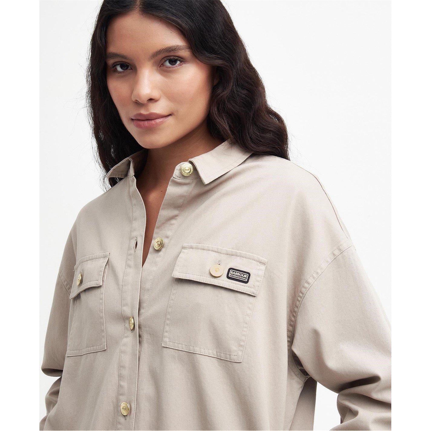 Oat - Barbour International - Women's Morgan Cotton Button-Down Overshirt - 5