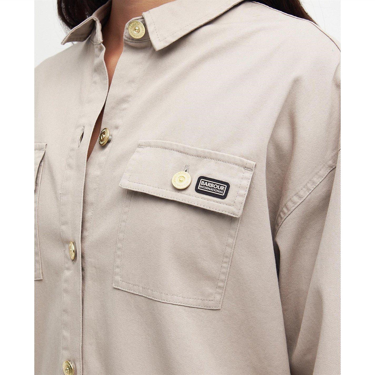Oat - Barbour International - Women's Morgan Cotton Button-Down Overshirt - 6