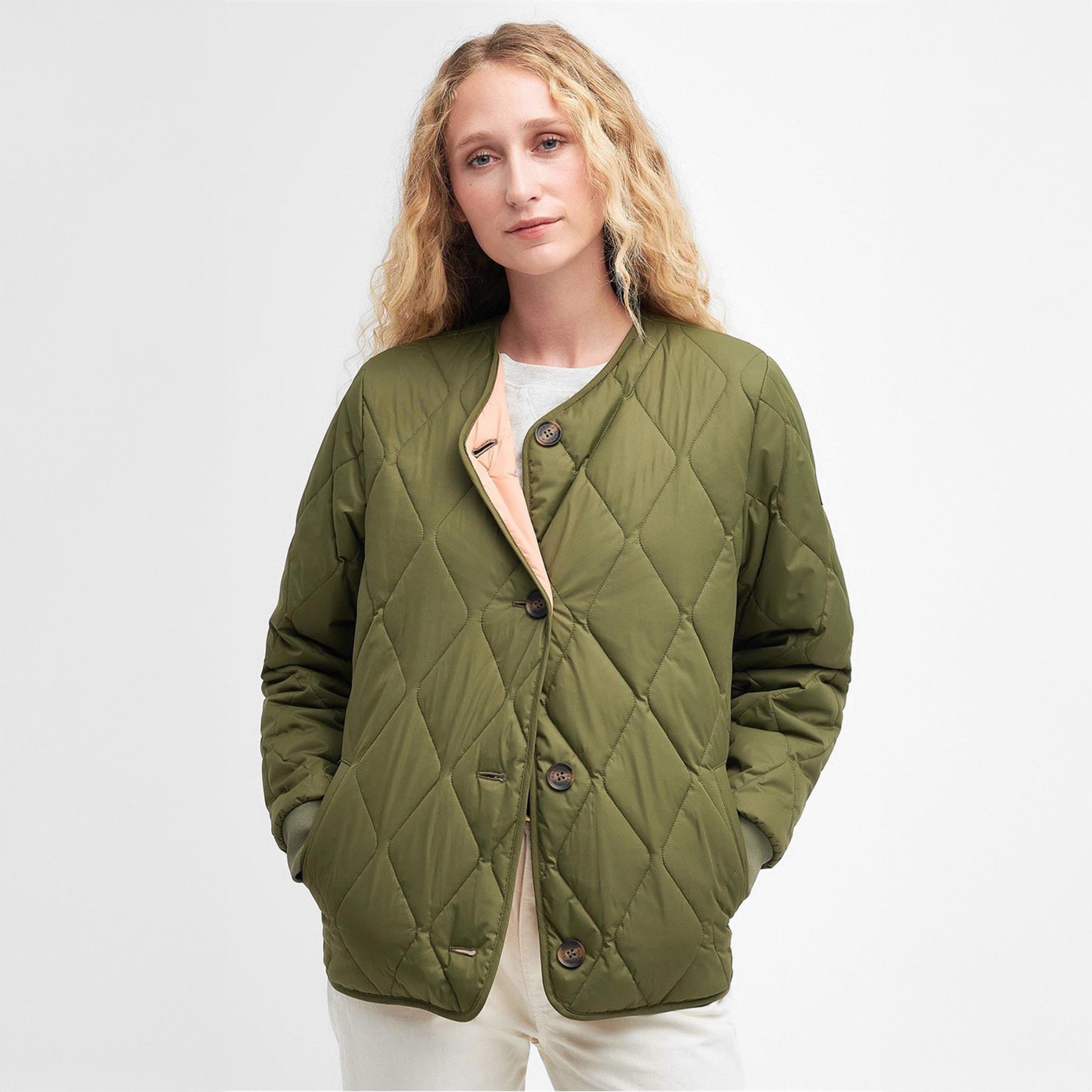 Miltary Olive - Barbour - Women's Bickland Lightweight Collarless Quilted Jacket - 2