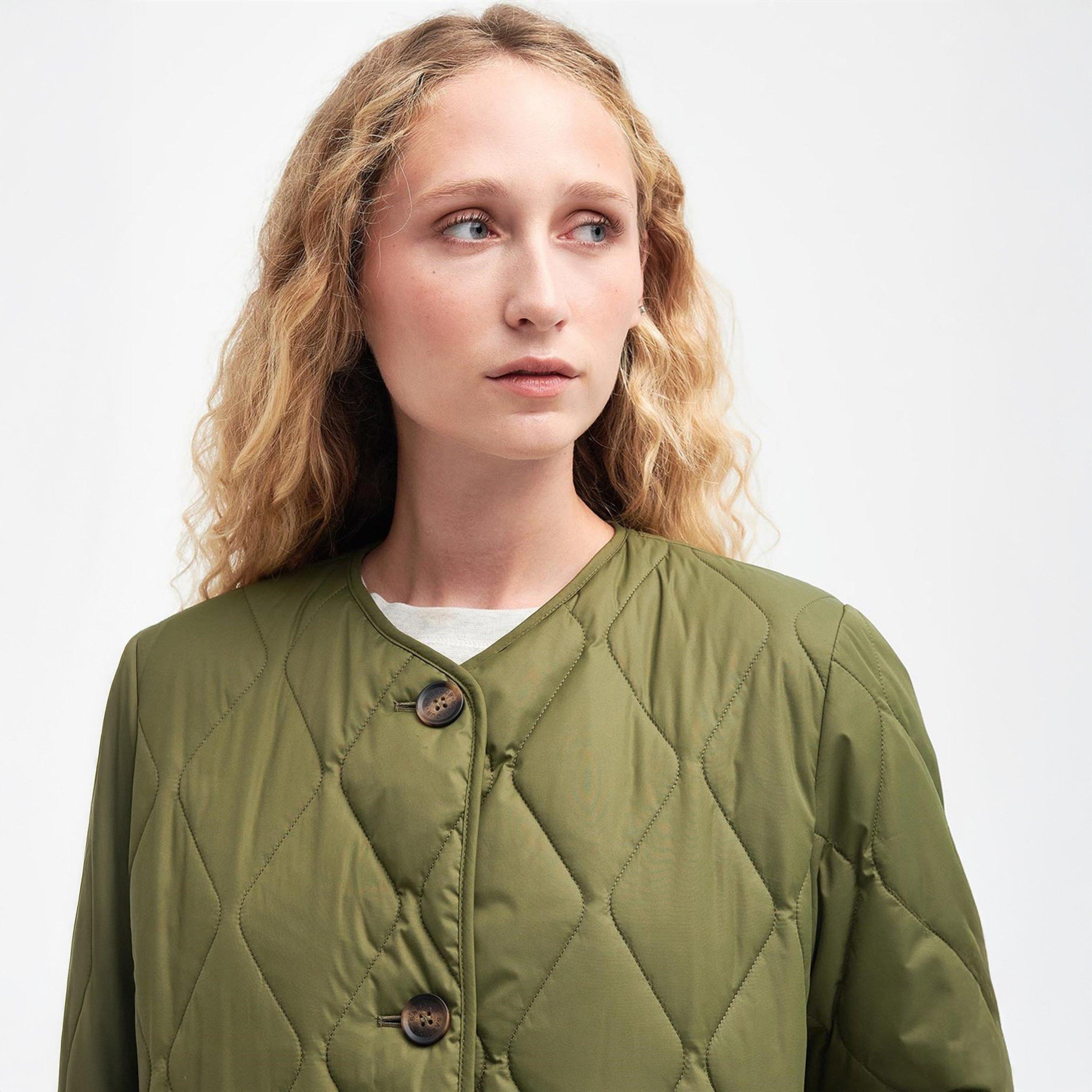 Miltary Olive - Barbour - Women's Bickland Lightweight Collarless Quilted Jacket - 4