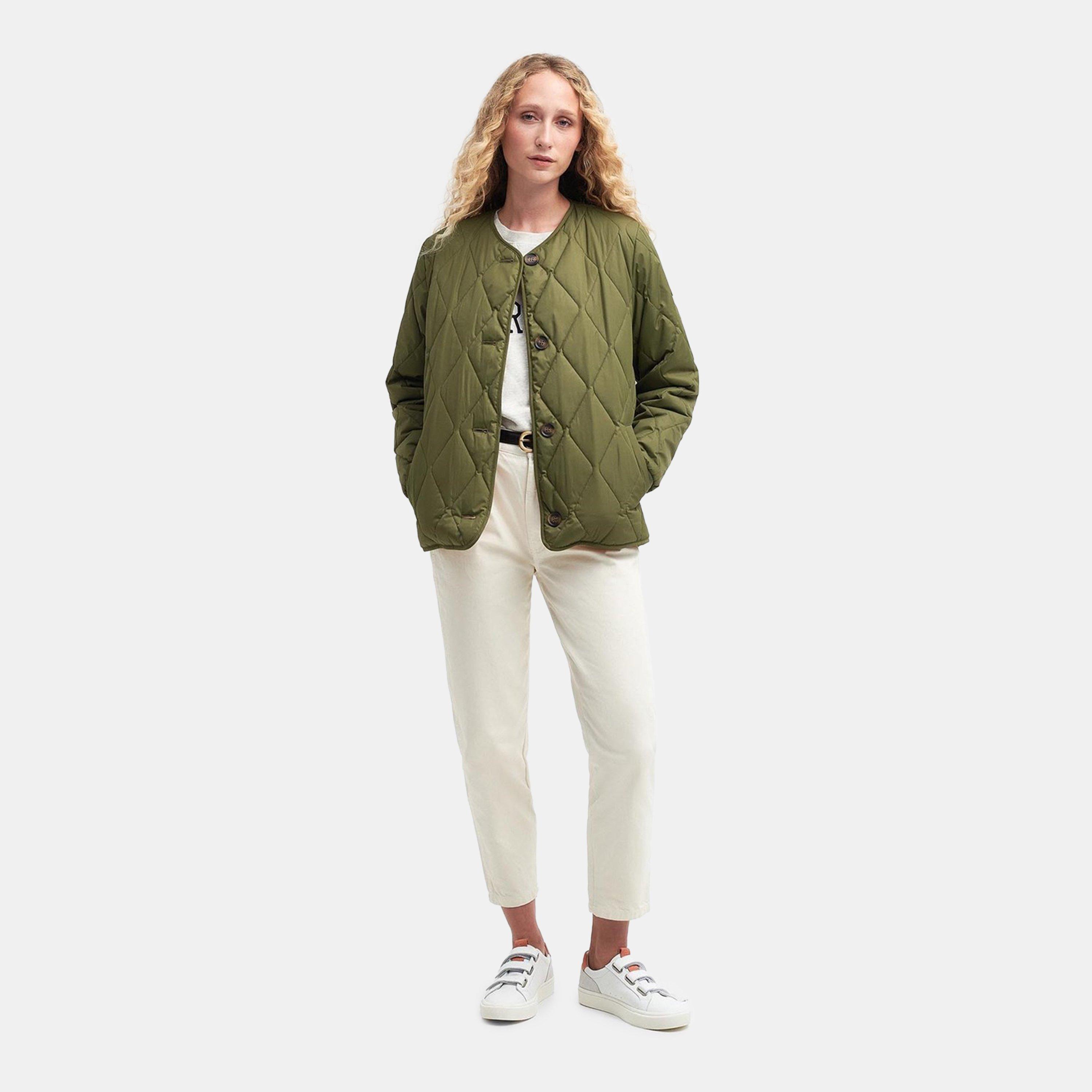 Miltary Olive - Barbour - Women's Bickland Lightweight Collarless Quilted Jacket - 6