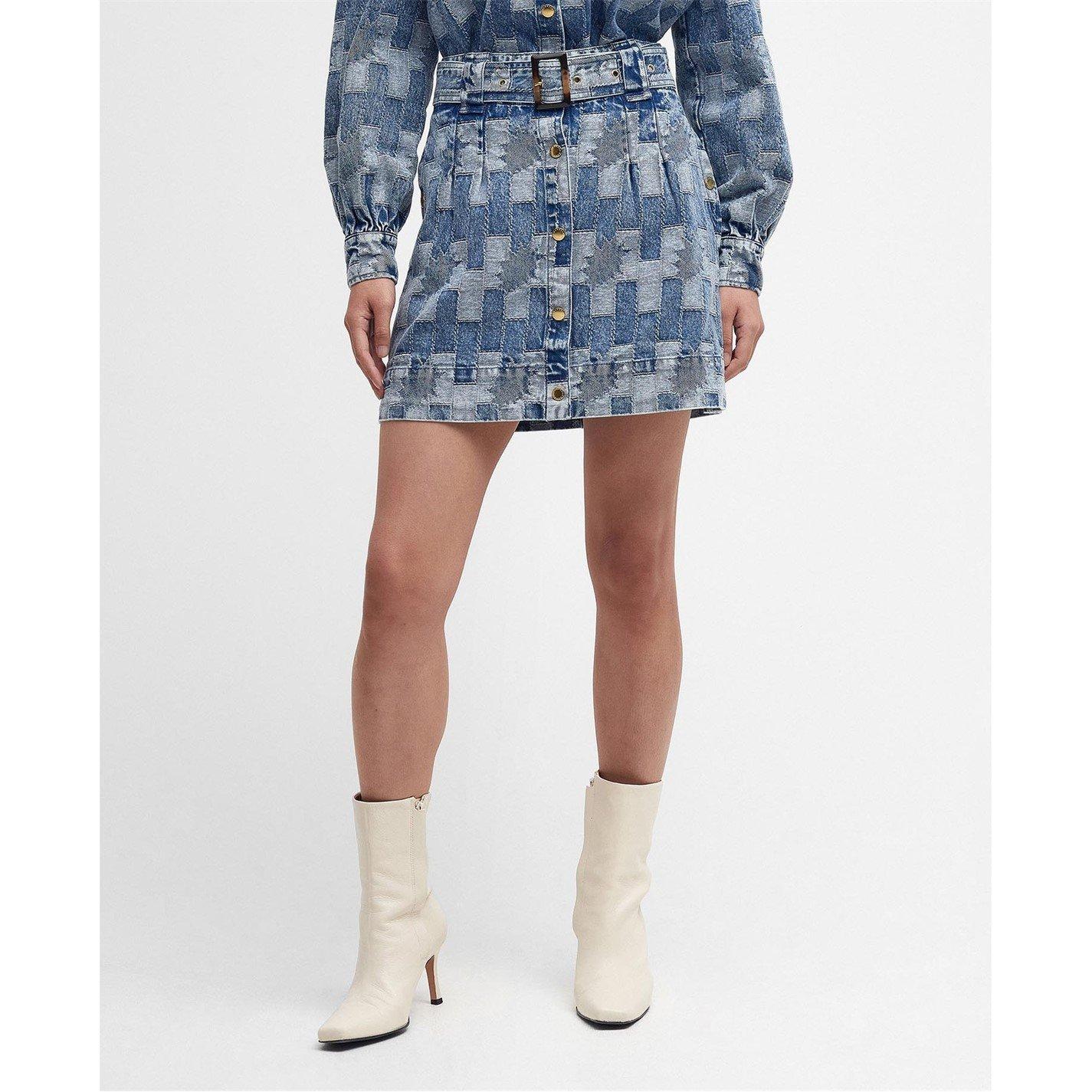 Barbour | Edit Bowhill Patchwork Denim Mini Skirt | Mini