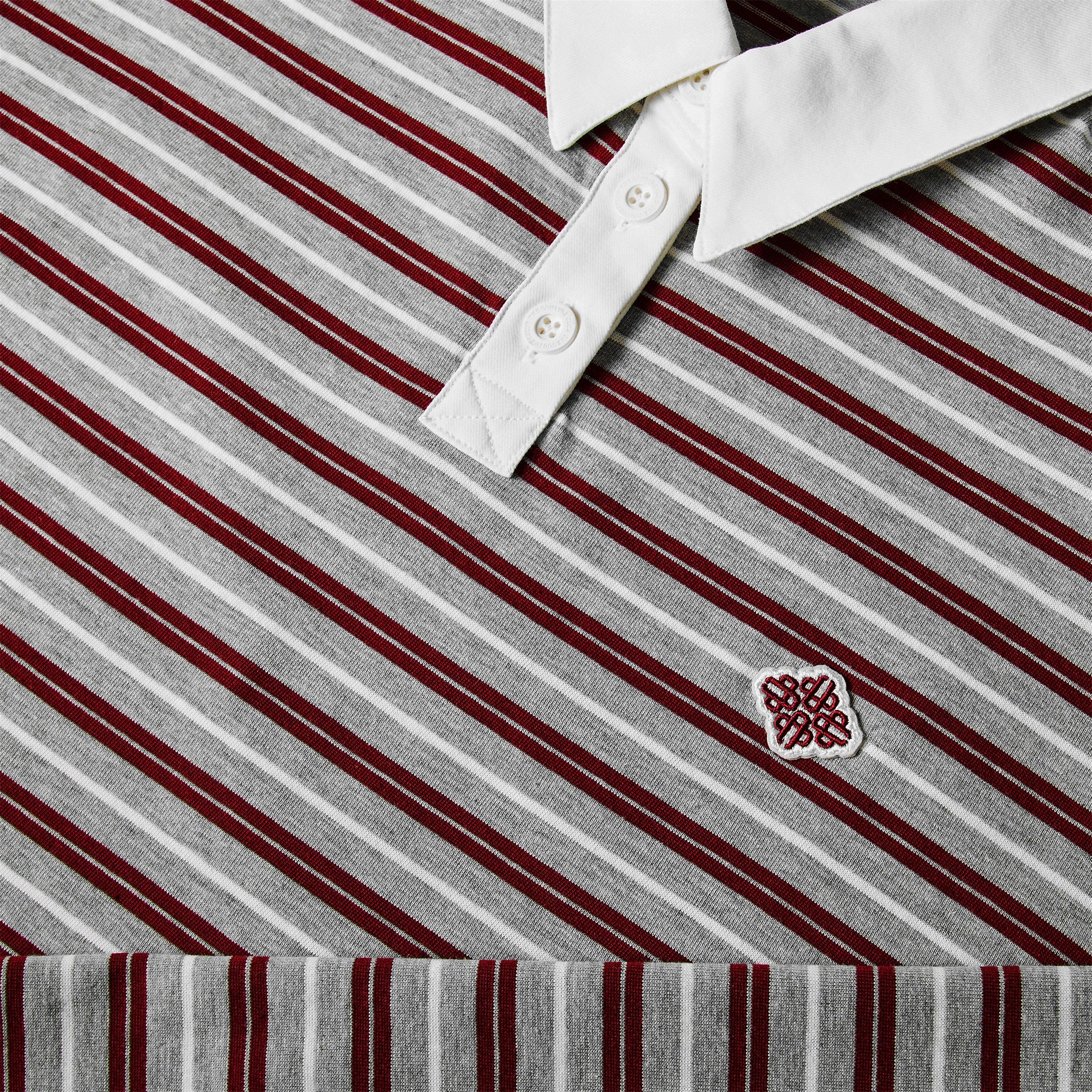 Grey/Burg - The Couture Club - Women's Striped Rugby Polo Shirt - 3