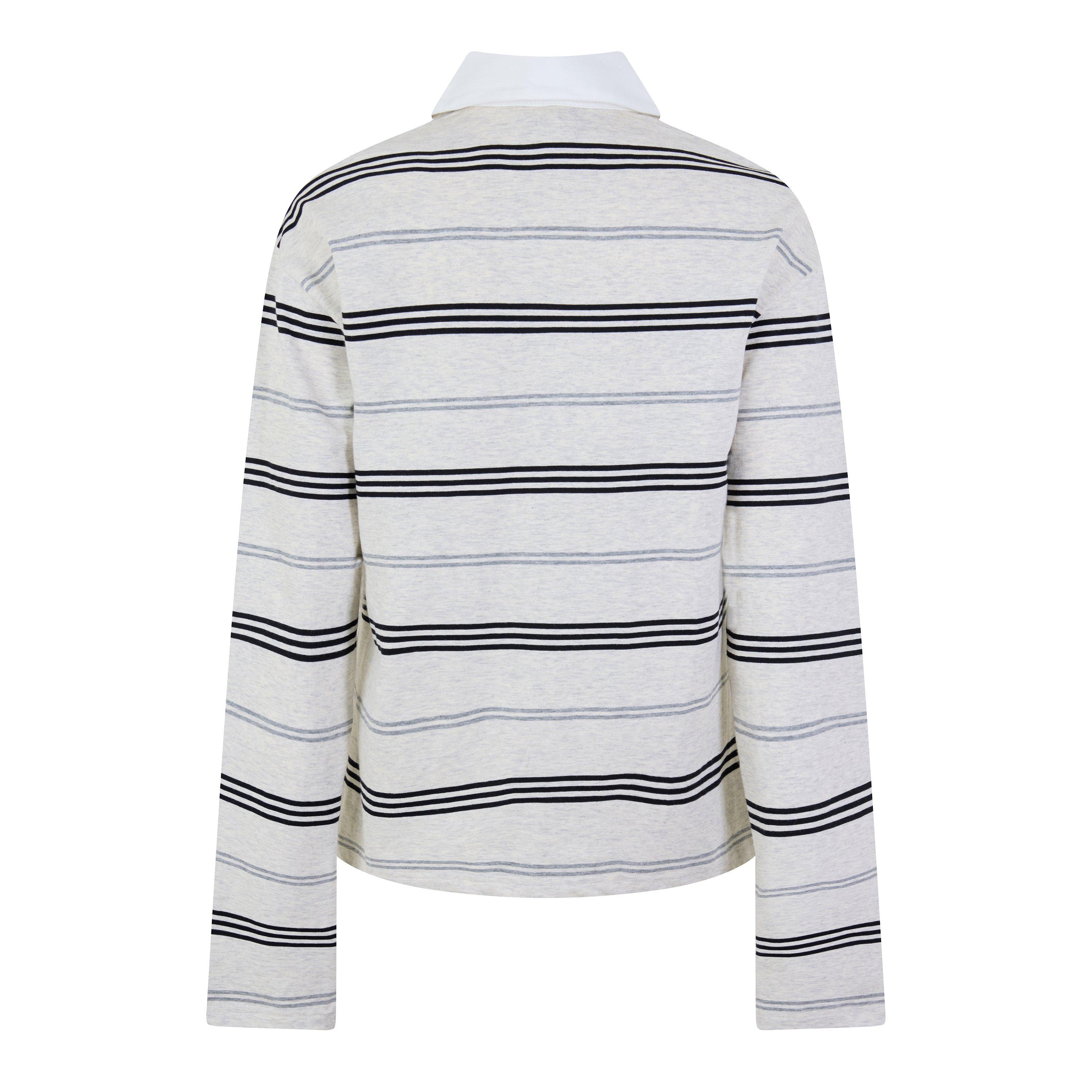 Charcoal - The Couture Club - Women's Striped Rugby Polo Shirt - 2