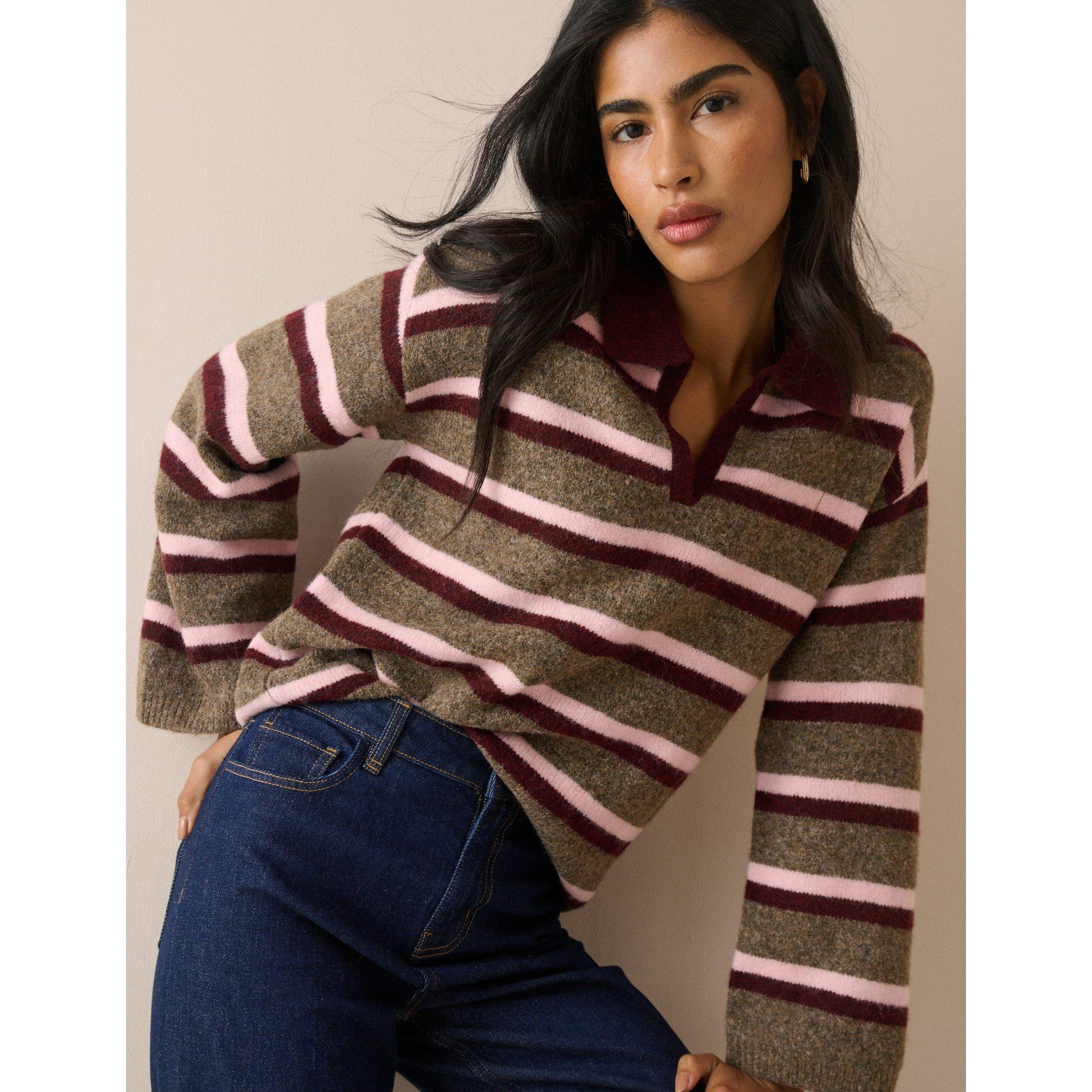 Burgundy - Nobodys Child - NC Stripe Polo Ld64 - 4