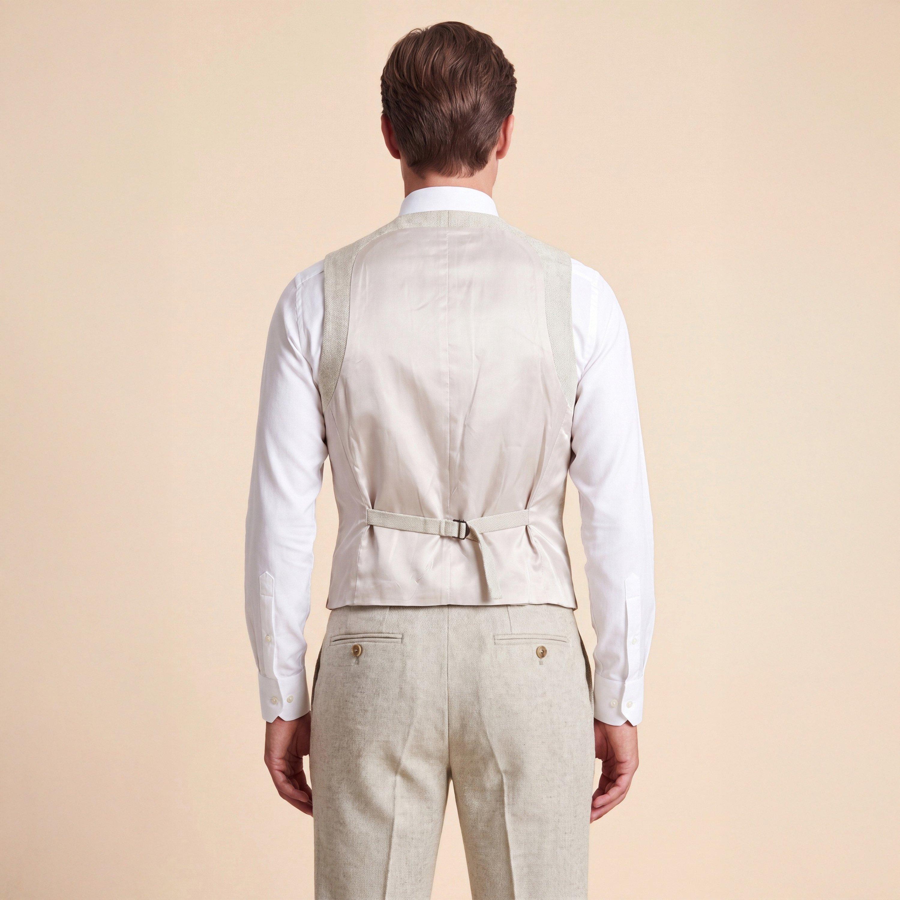Tan - Without Prejudice - Archer Slim Fit Tan Tweed Waistcoat - 4