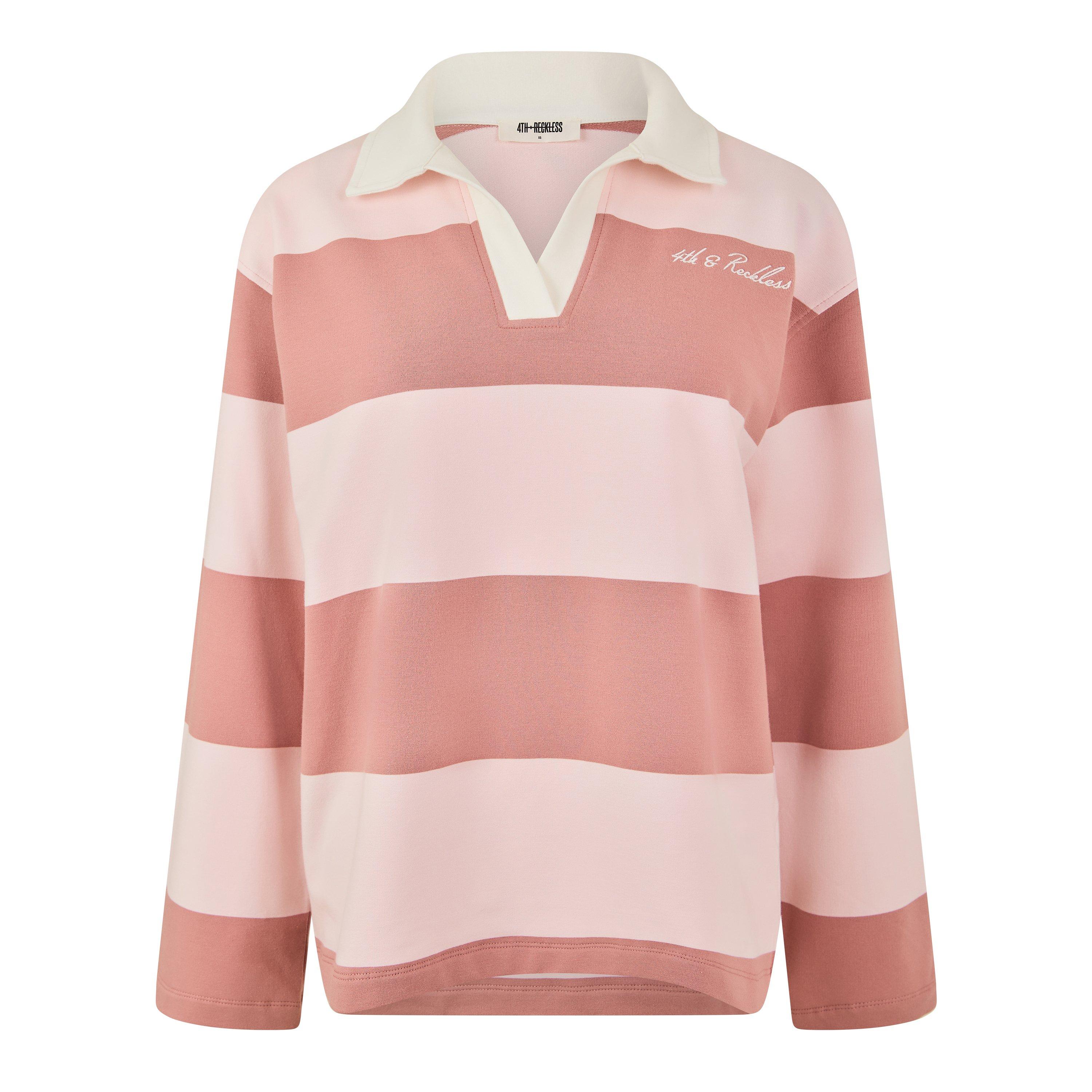 4Th And Reckless Women's Hailey Rugby Polo - Pink - 16 (XL)