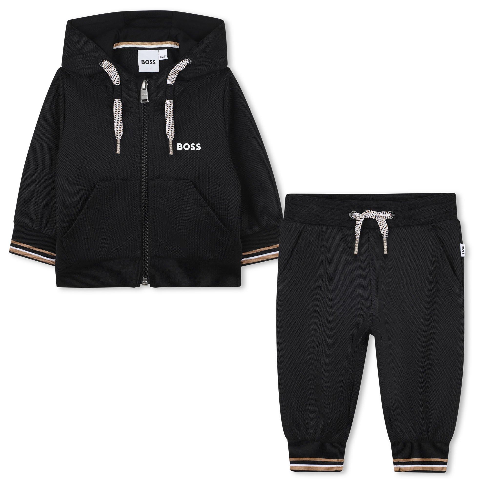 Black - Boss - Kids' Full Zip Closed Cuff Joggers - 1