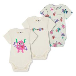 Off White 3 Pack Babygrows Babies