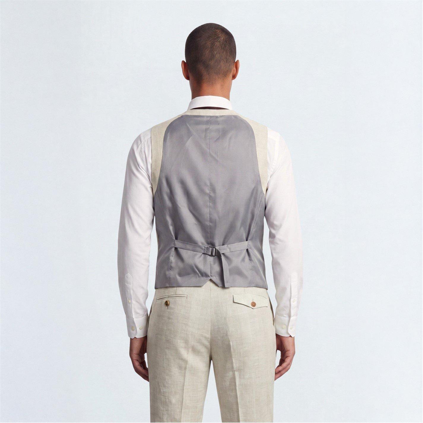 Beige Check - Twisted Tailor - Beckford Slim Fit Check Waistcoat - 3