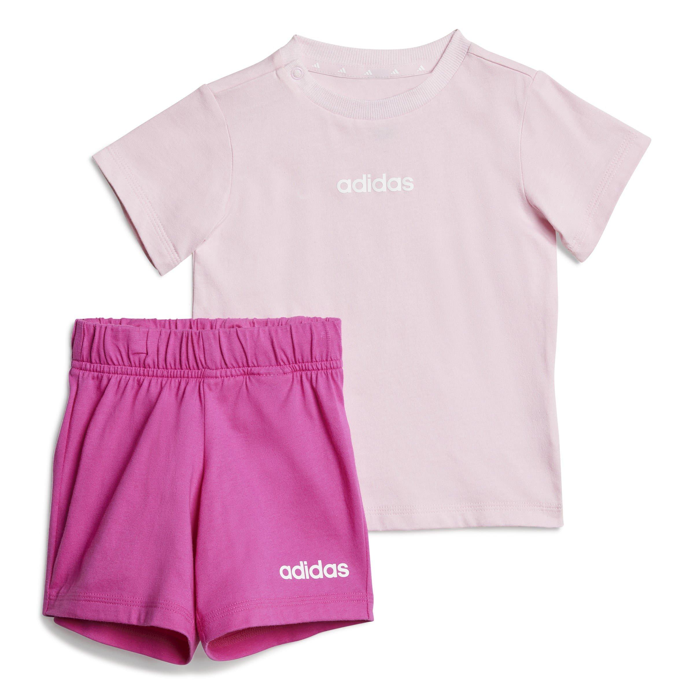 Adidas  Newborn Essentials Tee-Short Set Baby - Pink/White Lin - 6-9 Months