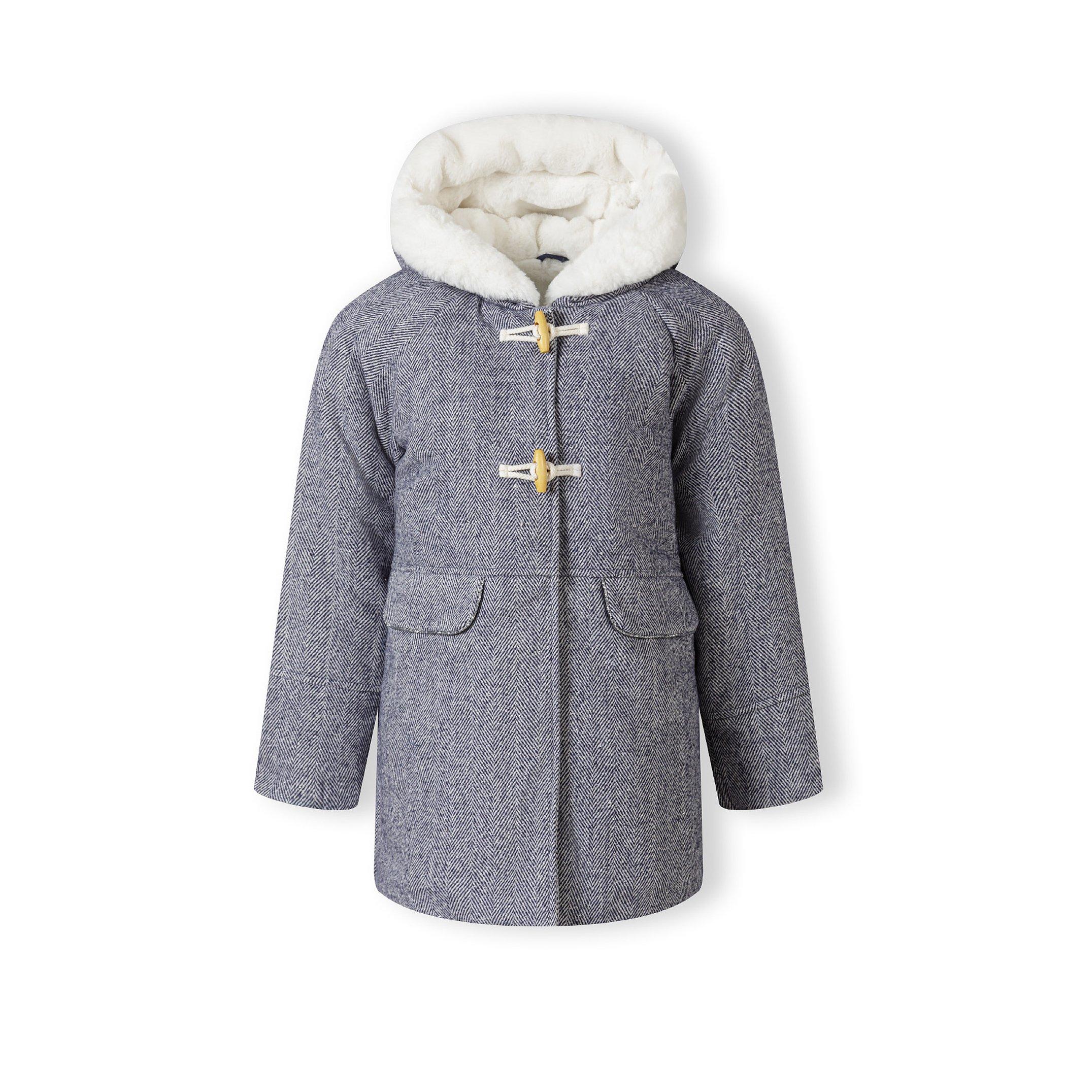 Minoti Girls padded jacket with wool blend navy